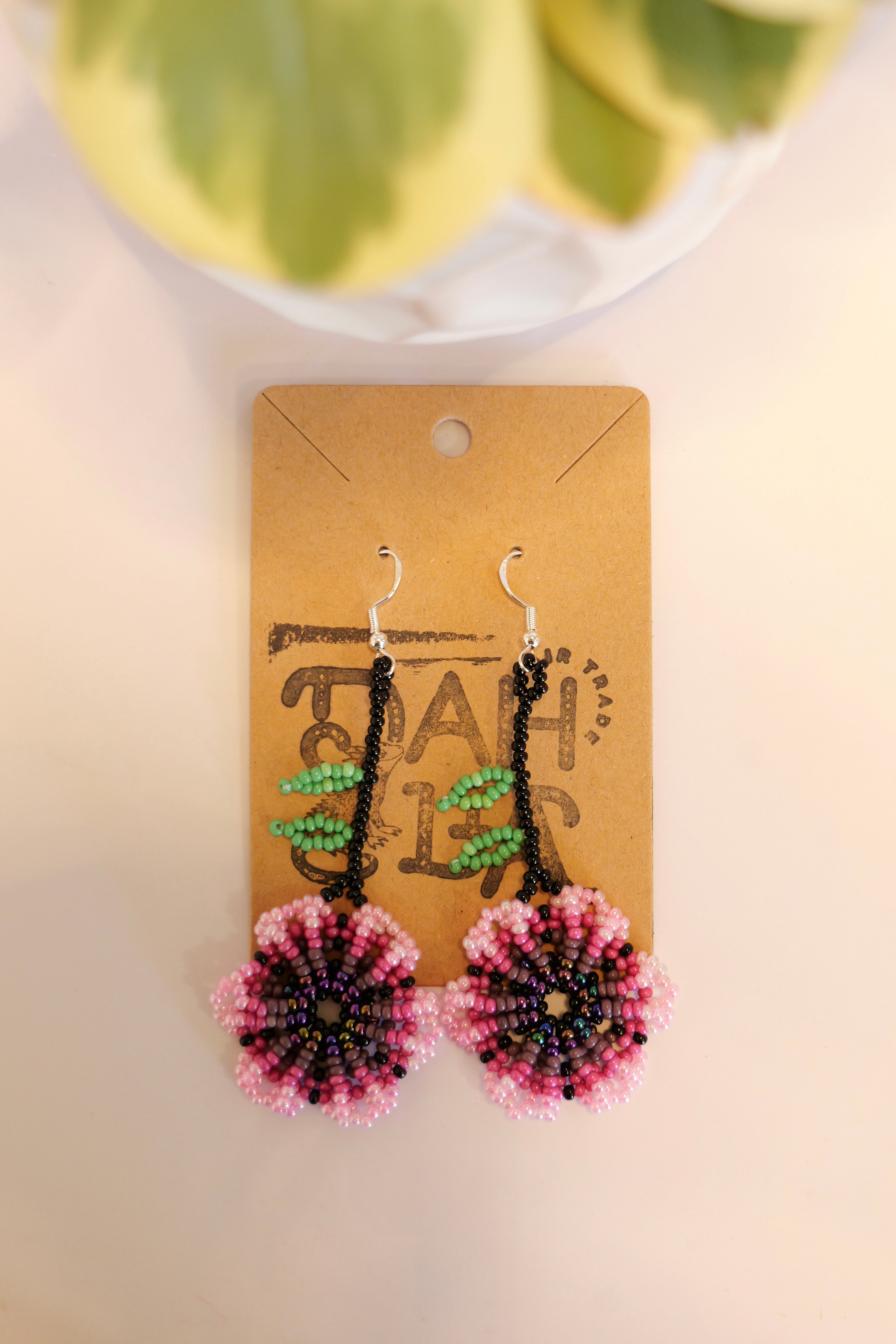 Hand beaded flower earrings | sterling silver hooks | Color options available