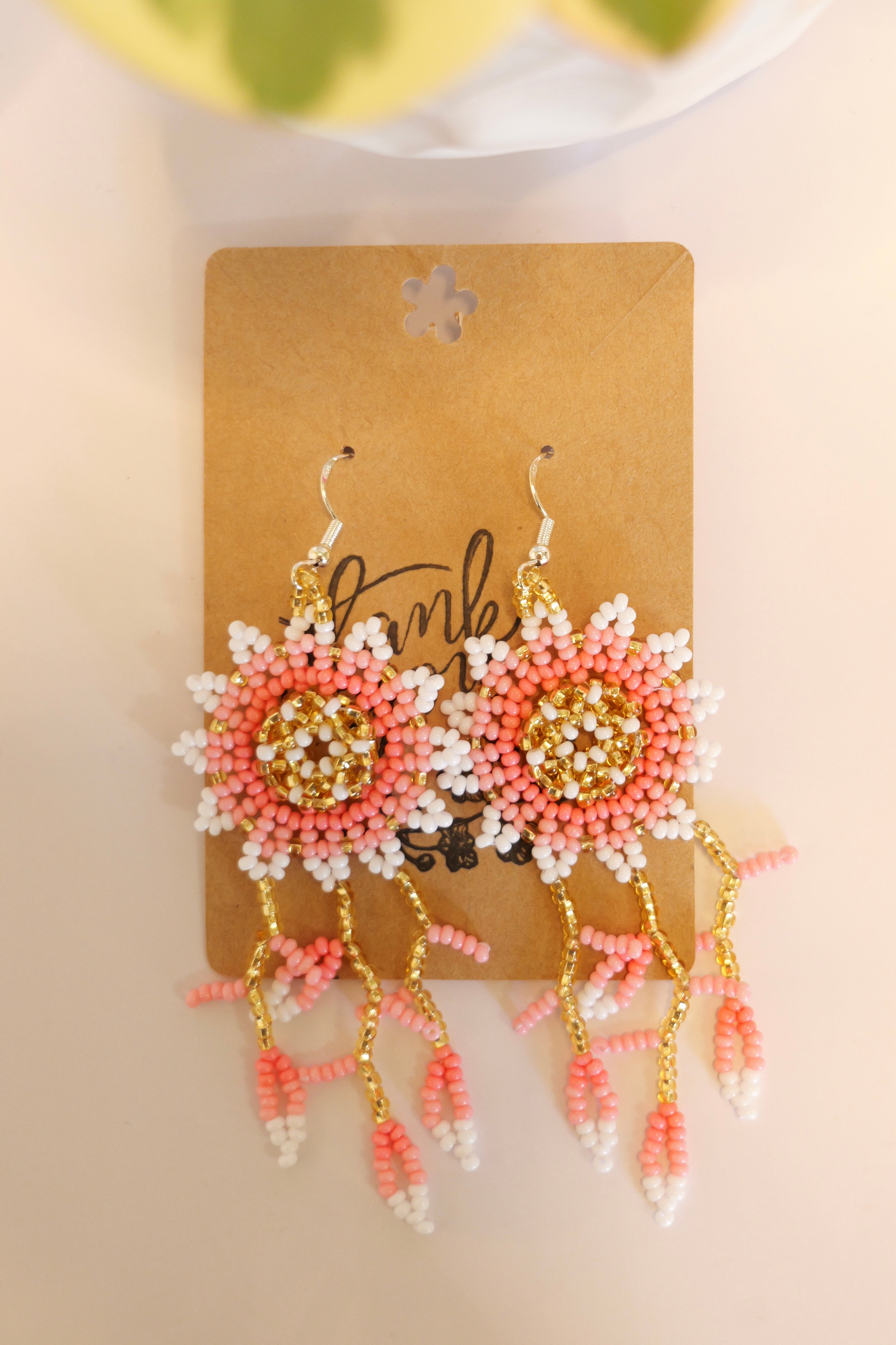 Hand beaded flower earrings | sterling silver hooks | Color options available