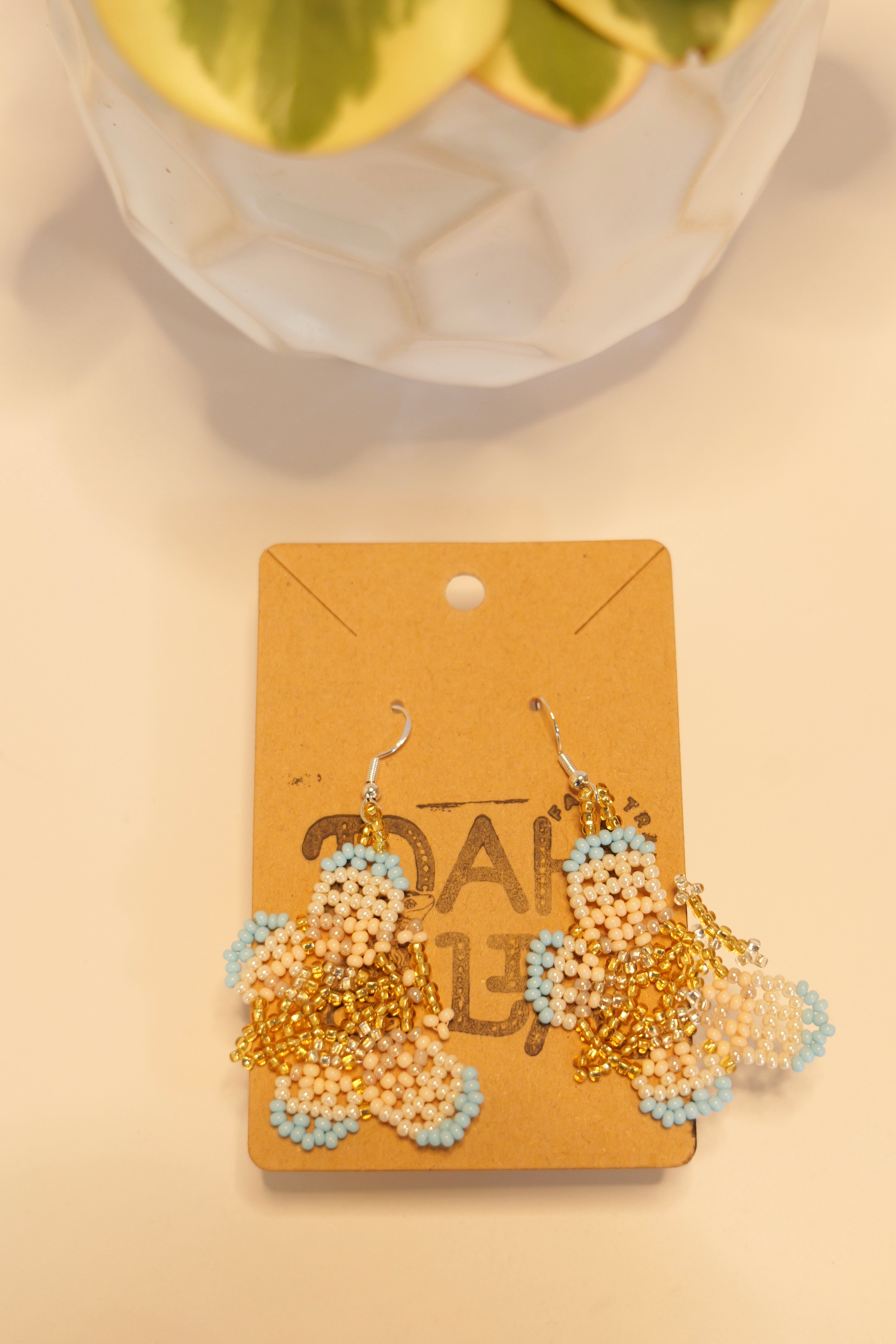 Hand beaded butterfly earrings | sterling silver hooks | Color options available