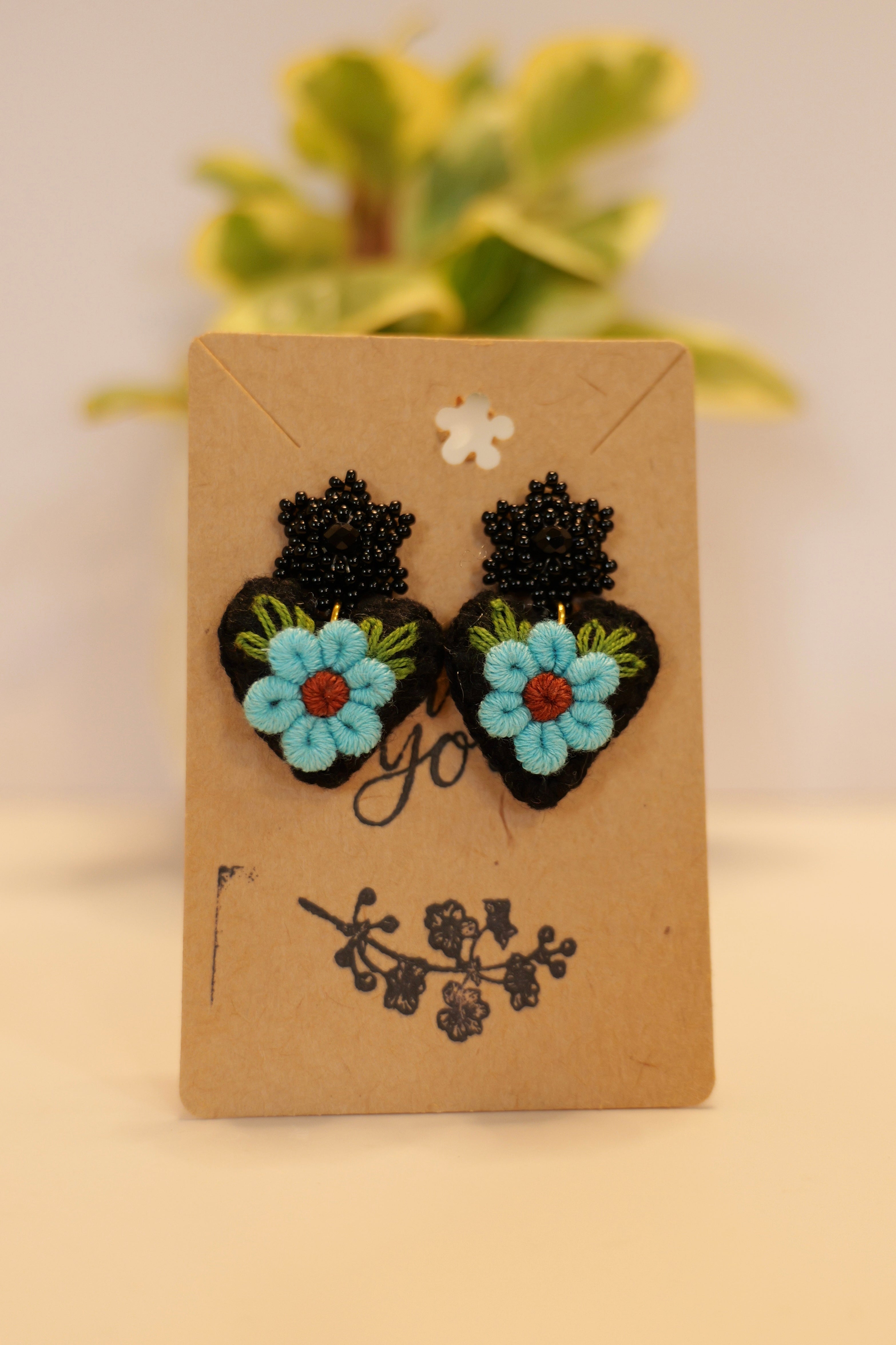 Hand beaded & hand embroidered earrings - Color options available