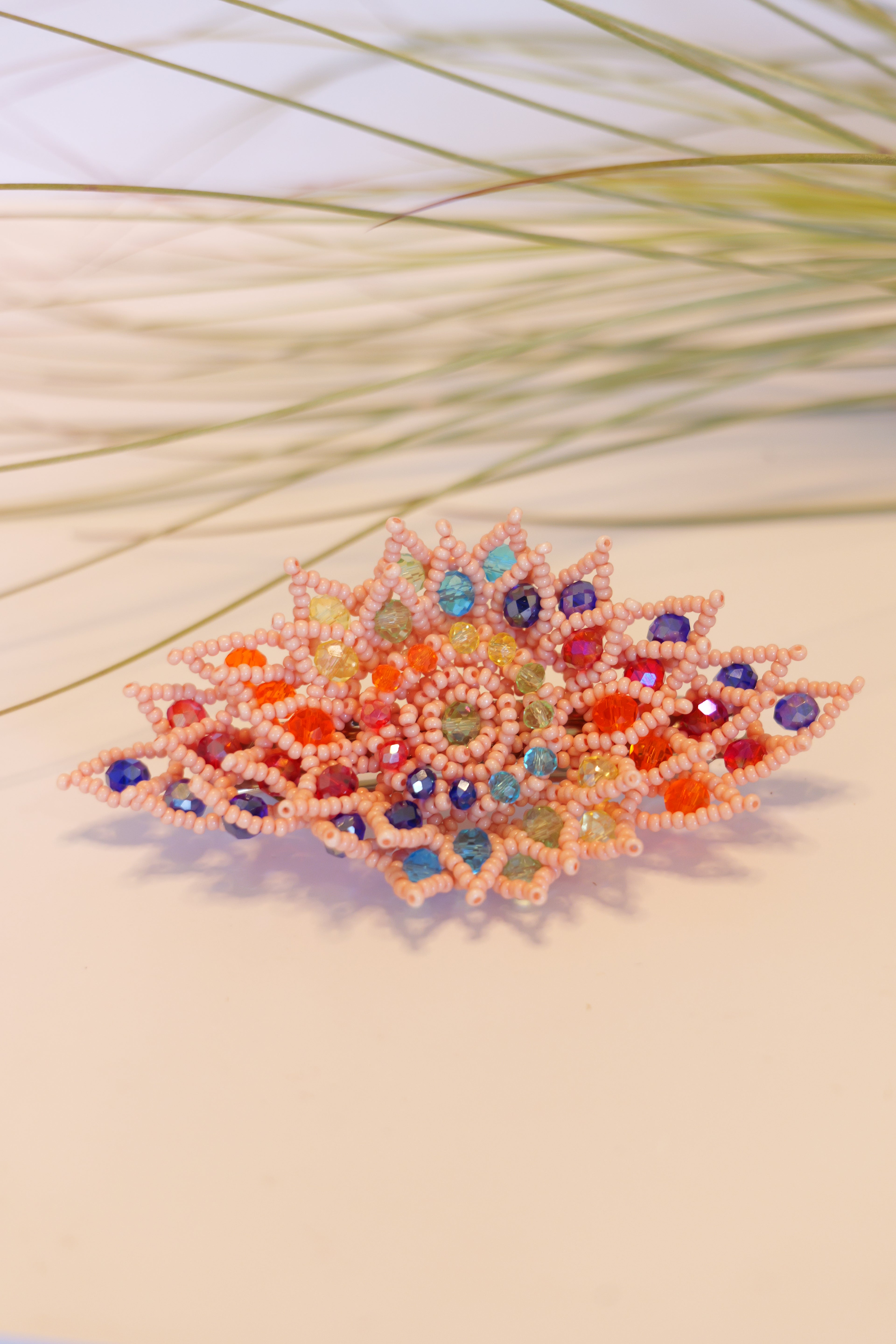 Hand beaded hair clip