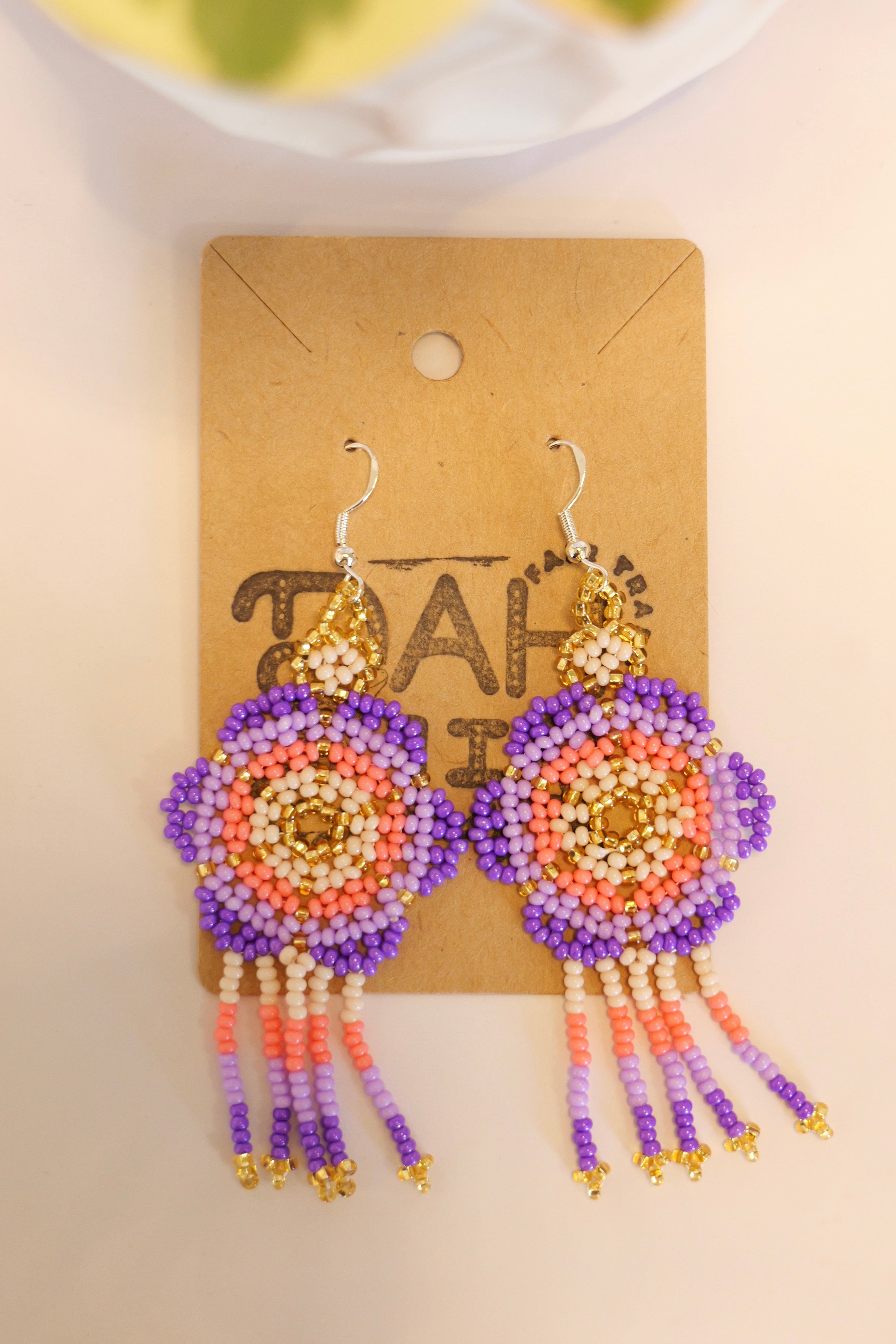Hand beaded flower earrings | sterling silver hooks | Color options available