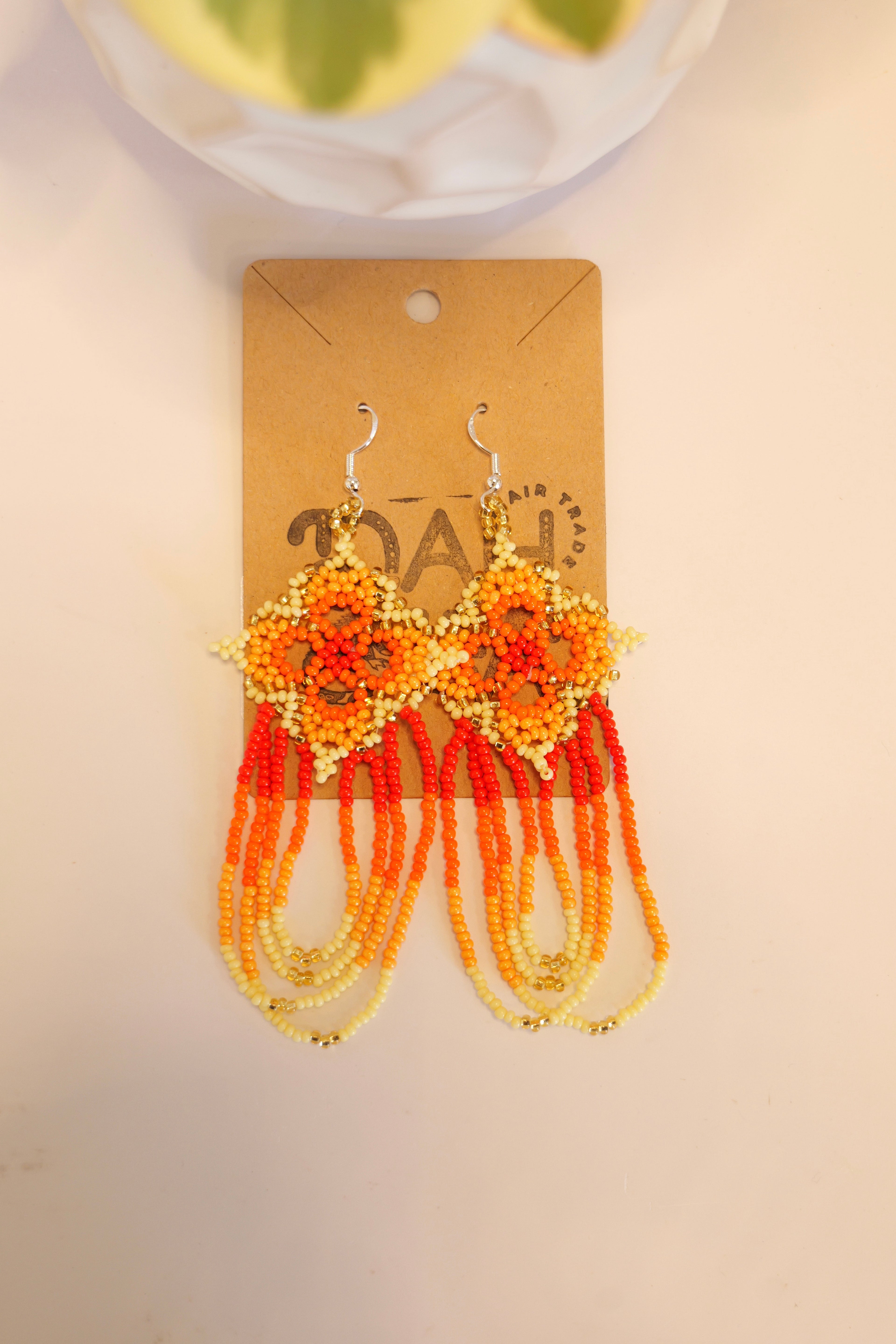 Hand beaded star pattern earrings | sterling silver hooks | Color options available