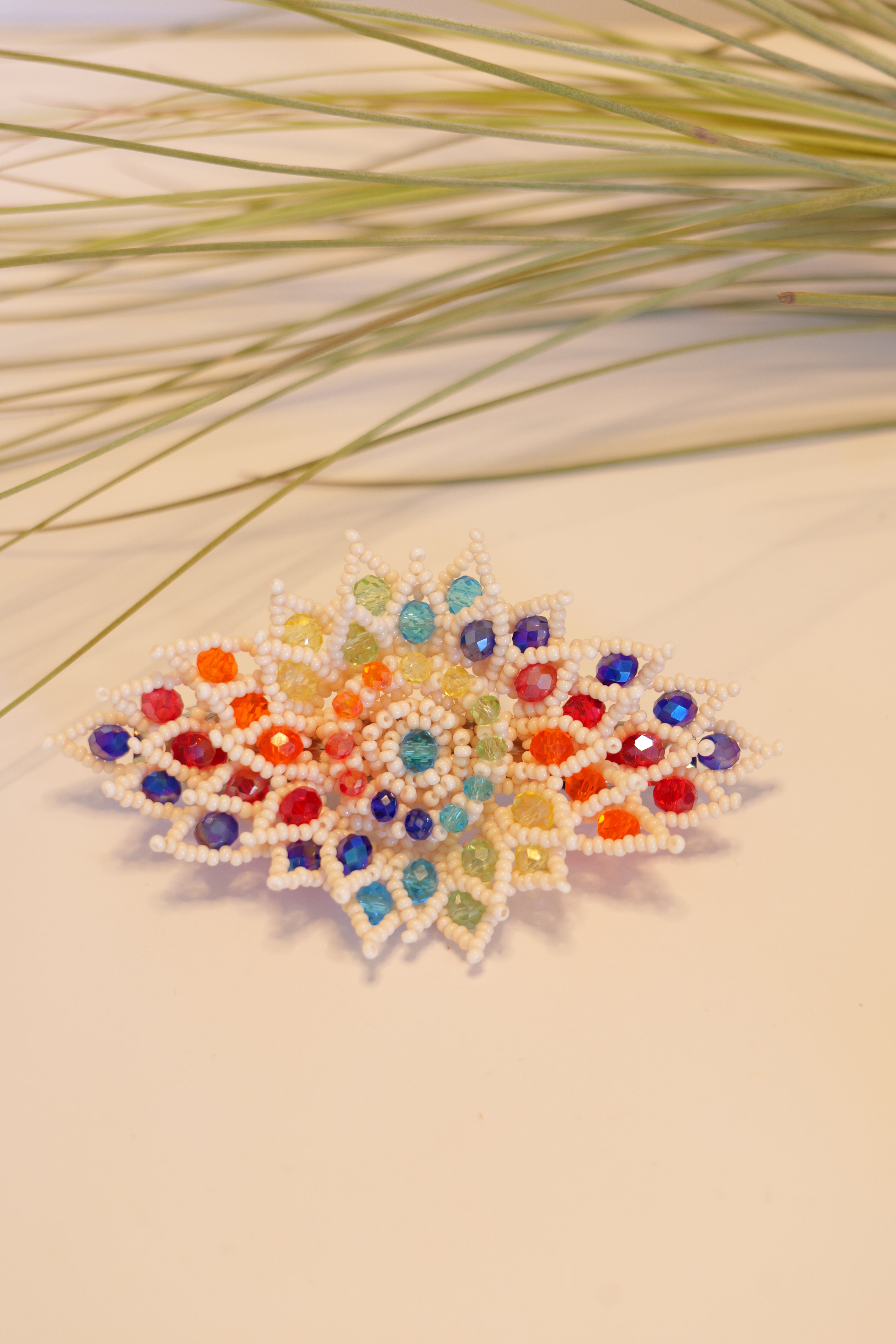 Hand beaded hair clip