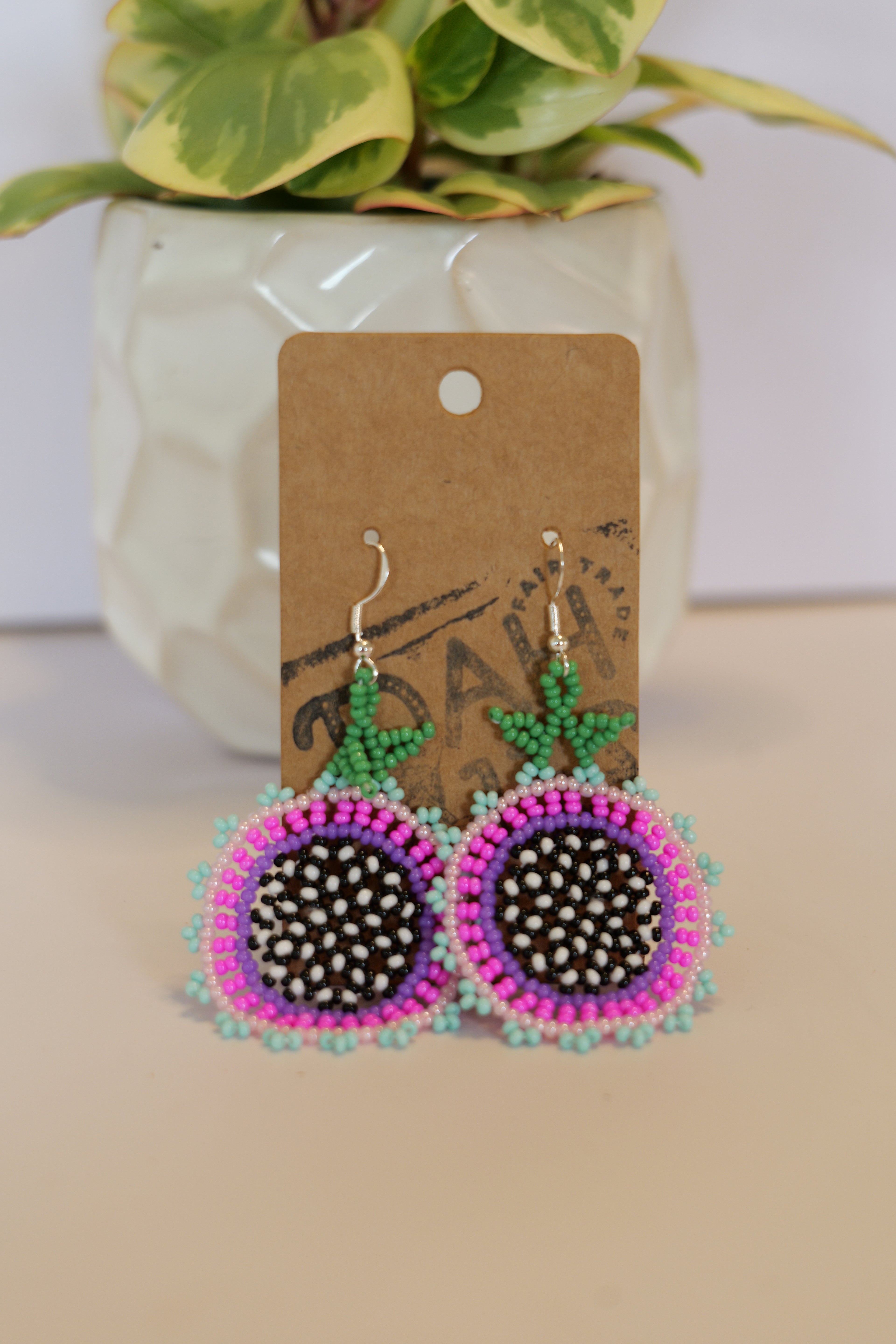 Hand beaded flower earrings | sterling silver hooks | Color options available