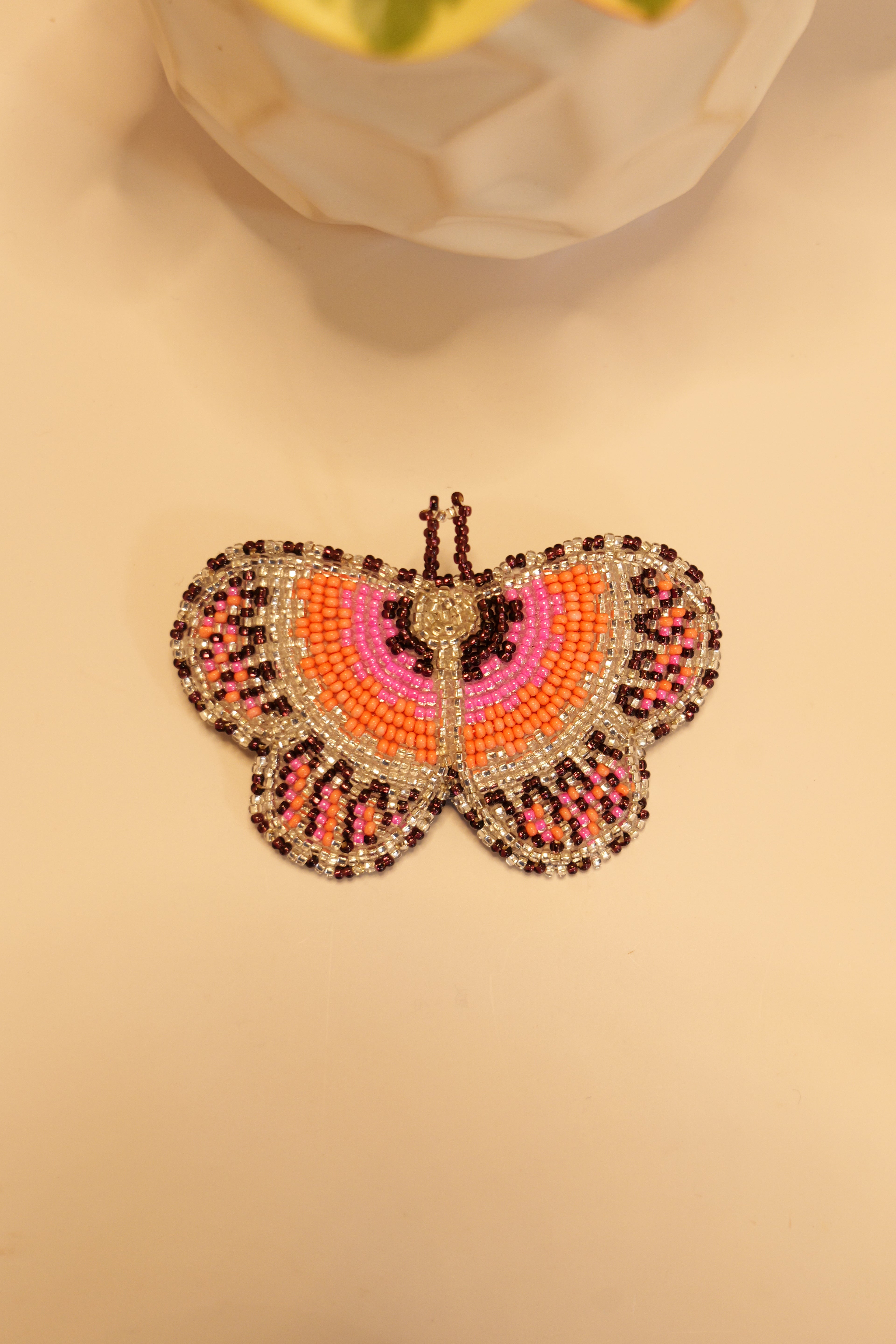 Handbeaded butterfly hair clip | leather backing