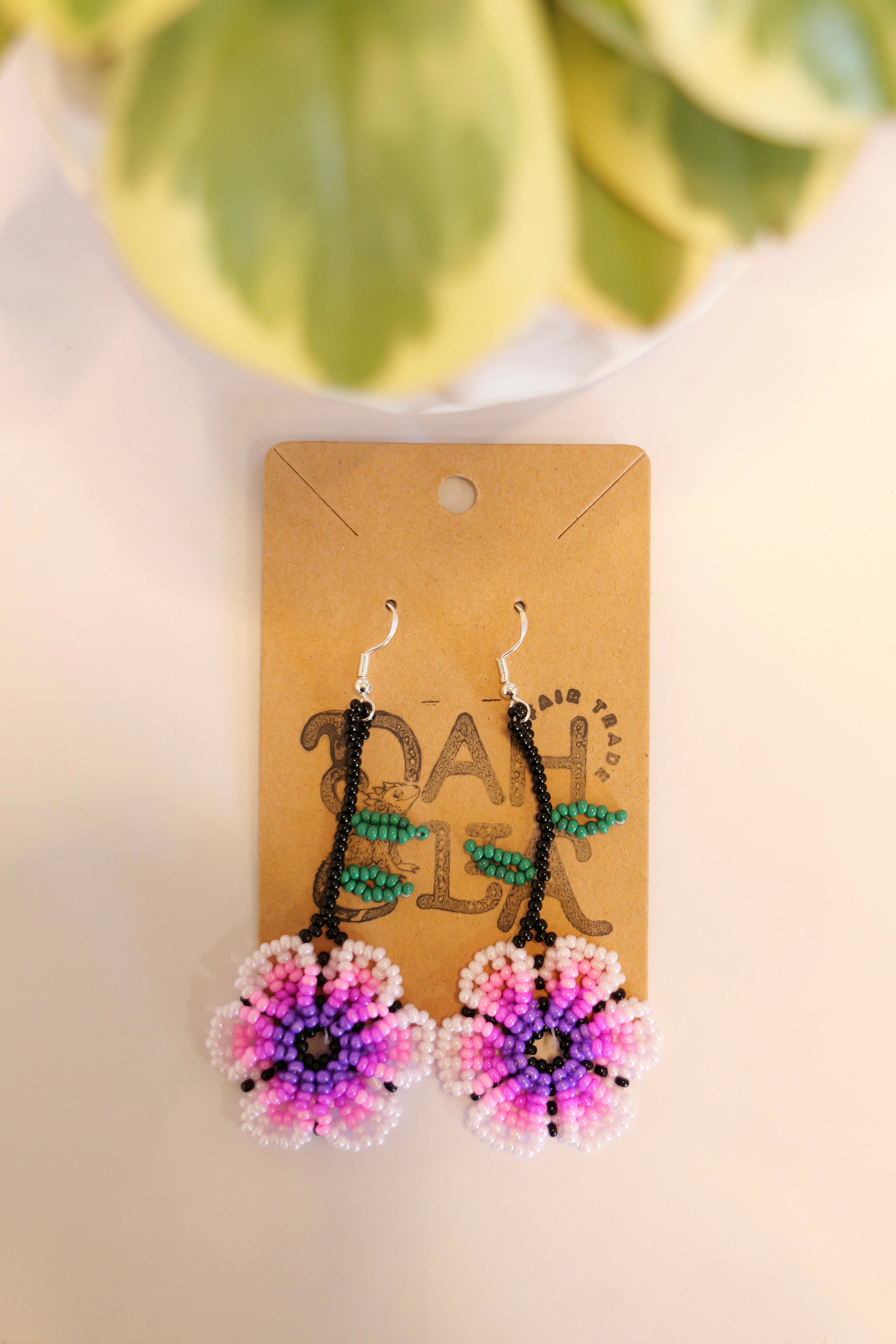 Hand beaded flower earrings | sterling silver hooks | Color options available