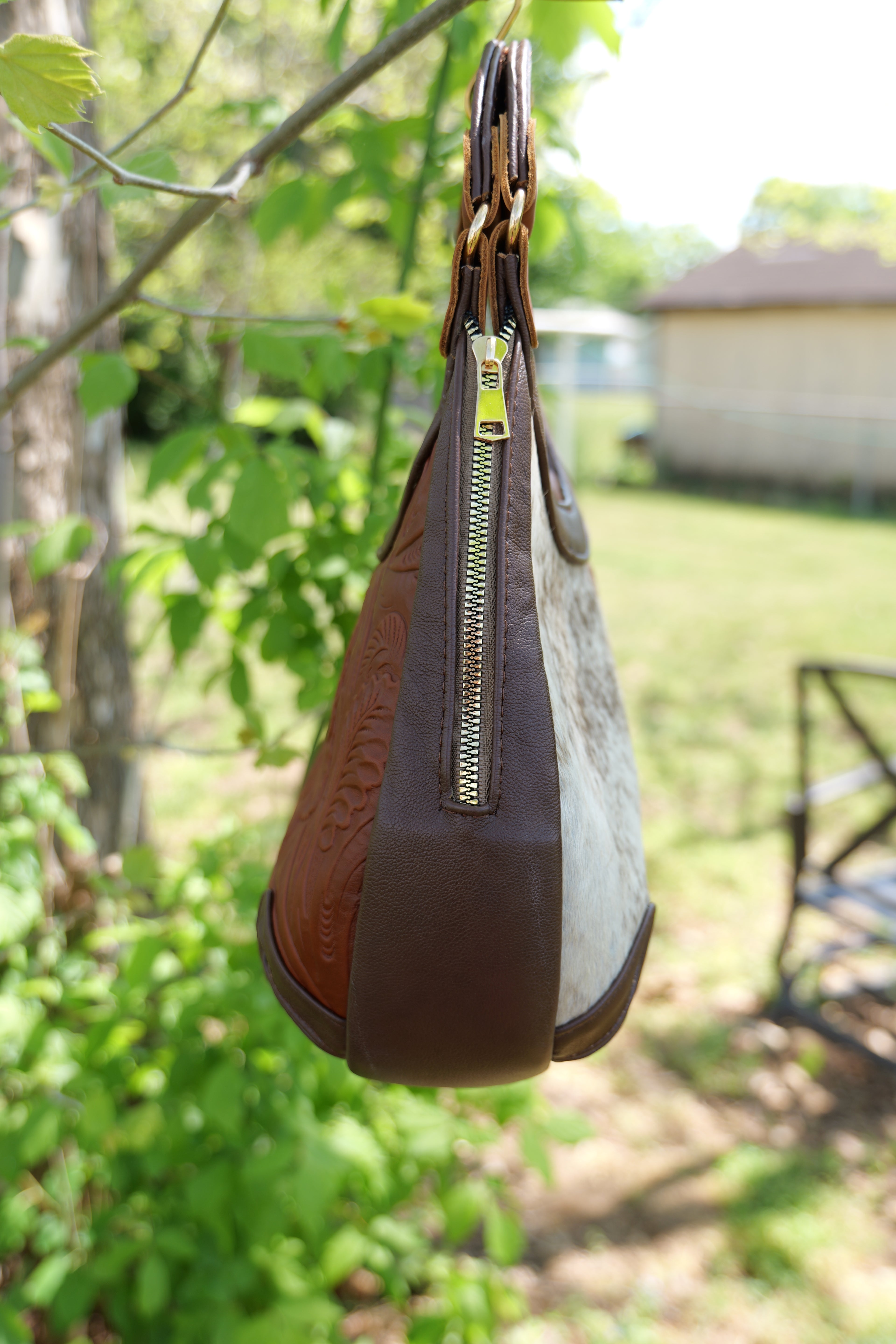 Handcrafted cowhide leather purse | hand embossed leather