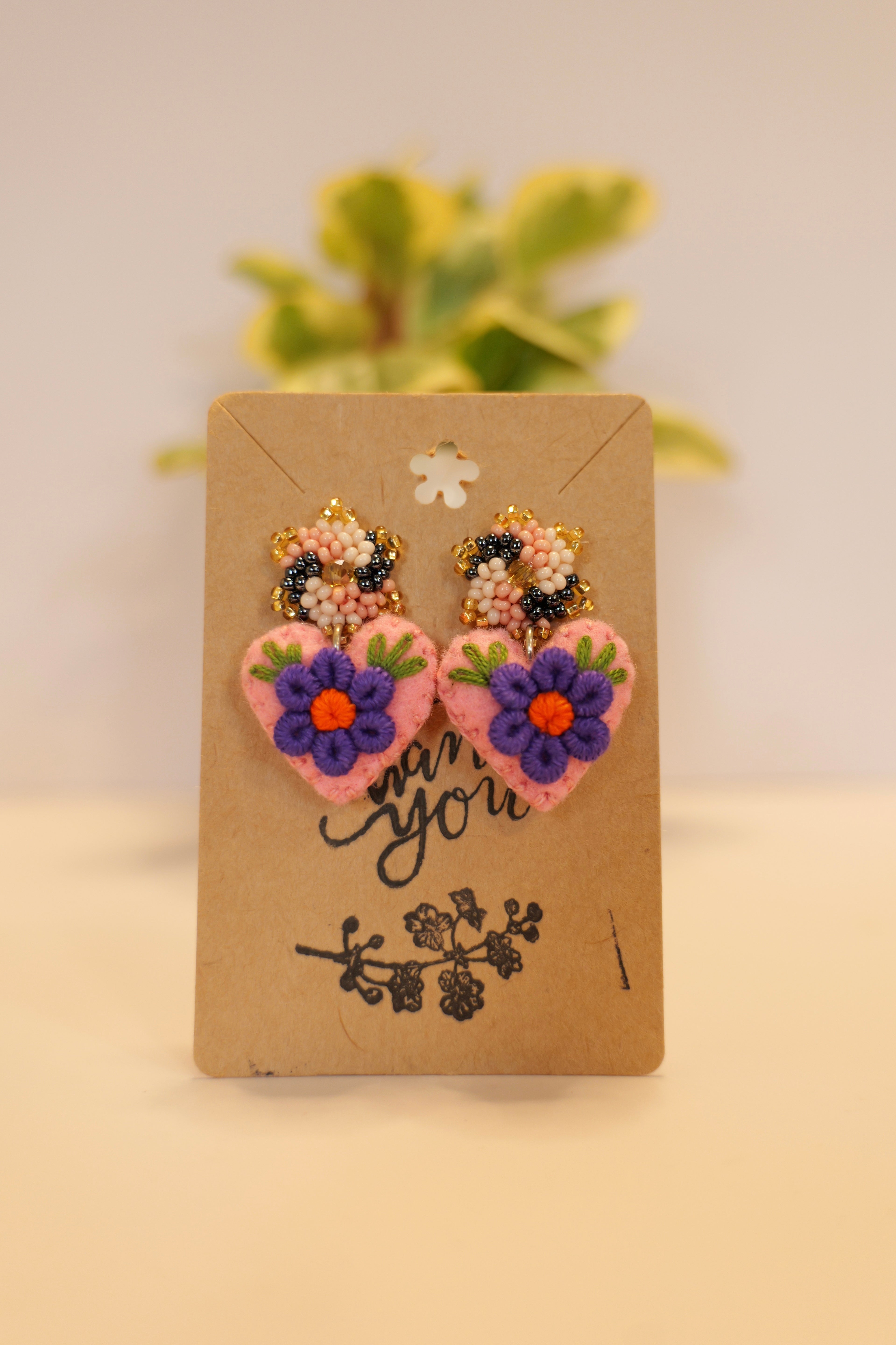 Hand beaded & hand embroidered earrings - Color options available