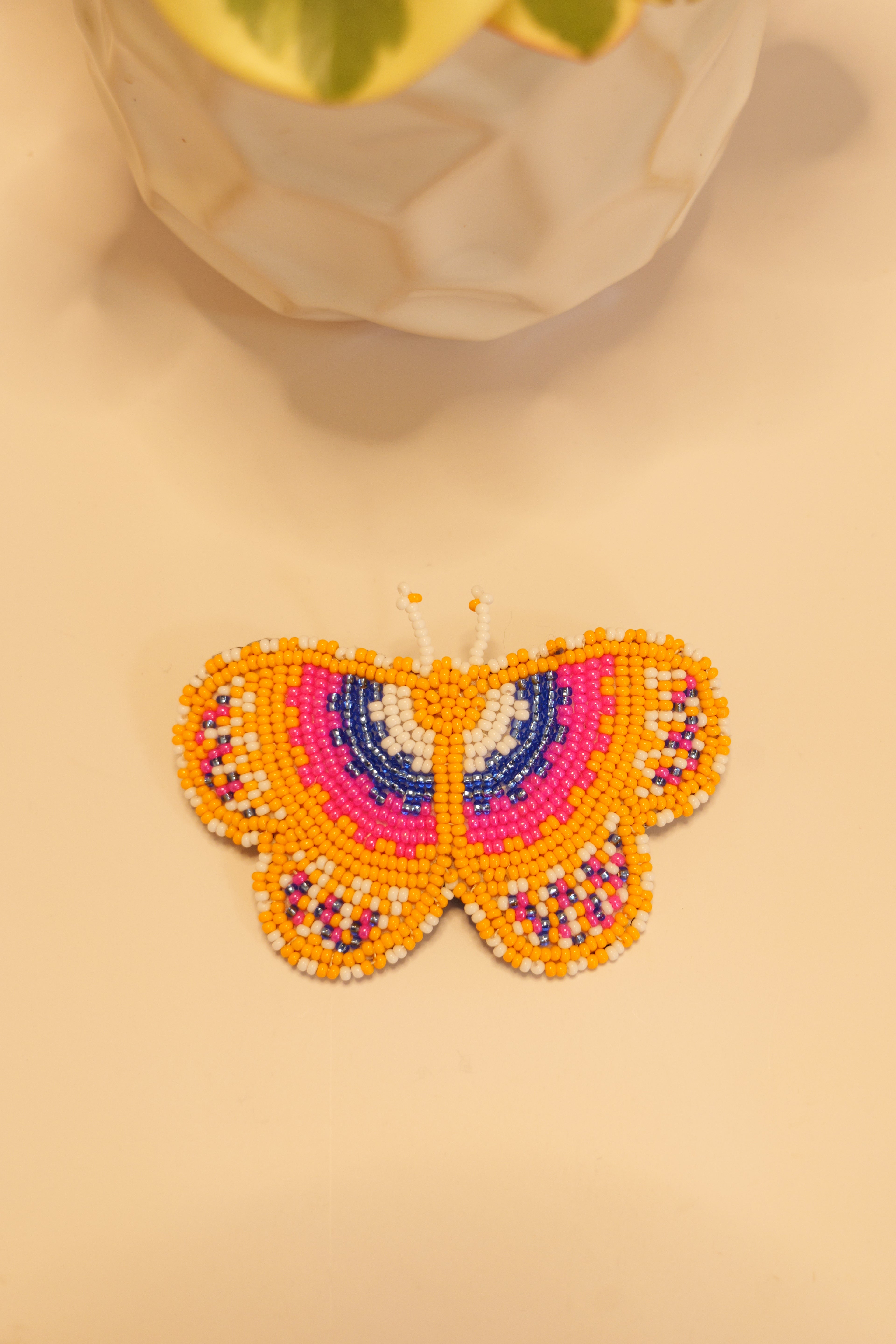 Handbeaded butterfly hair clip | leather backing