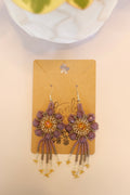 Hand beaded flower earrings | sterling silver hooks | Color options available