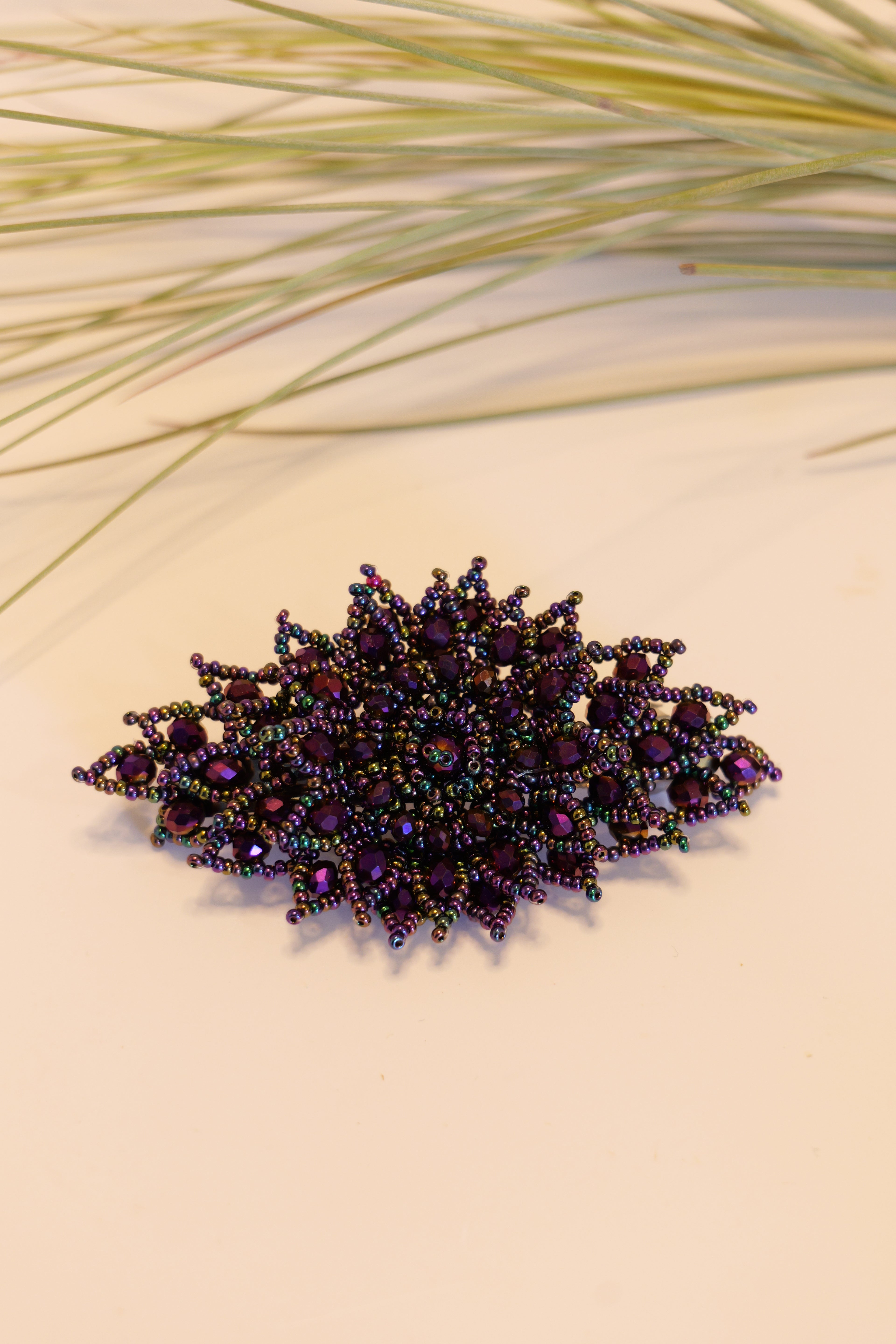 Hand beaded hair clip
