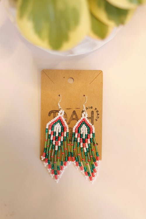 Hand beaded dangle earrings | sterling silver hooks | Color options available