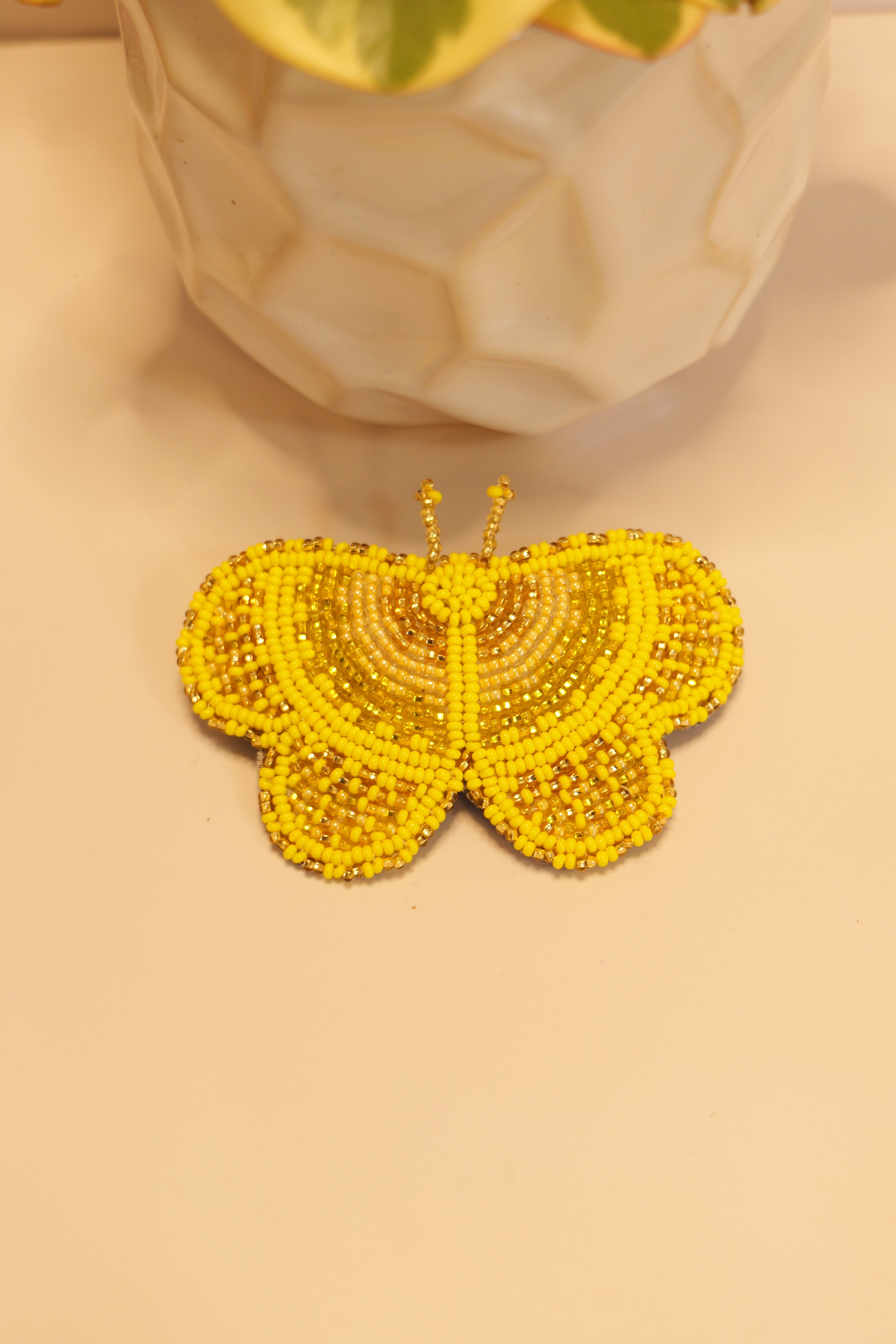 Handbeaded butterfly hair clip | leather backing