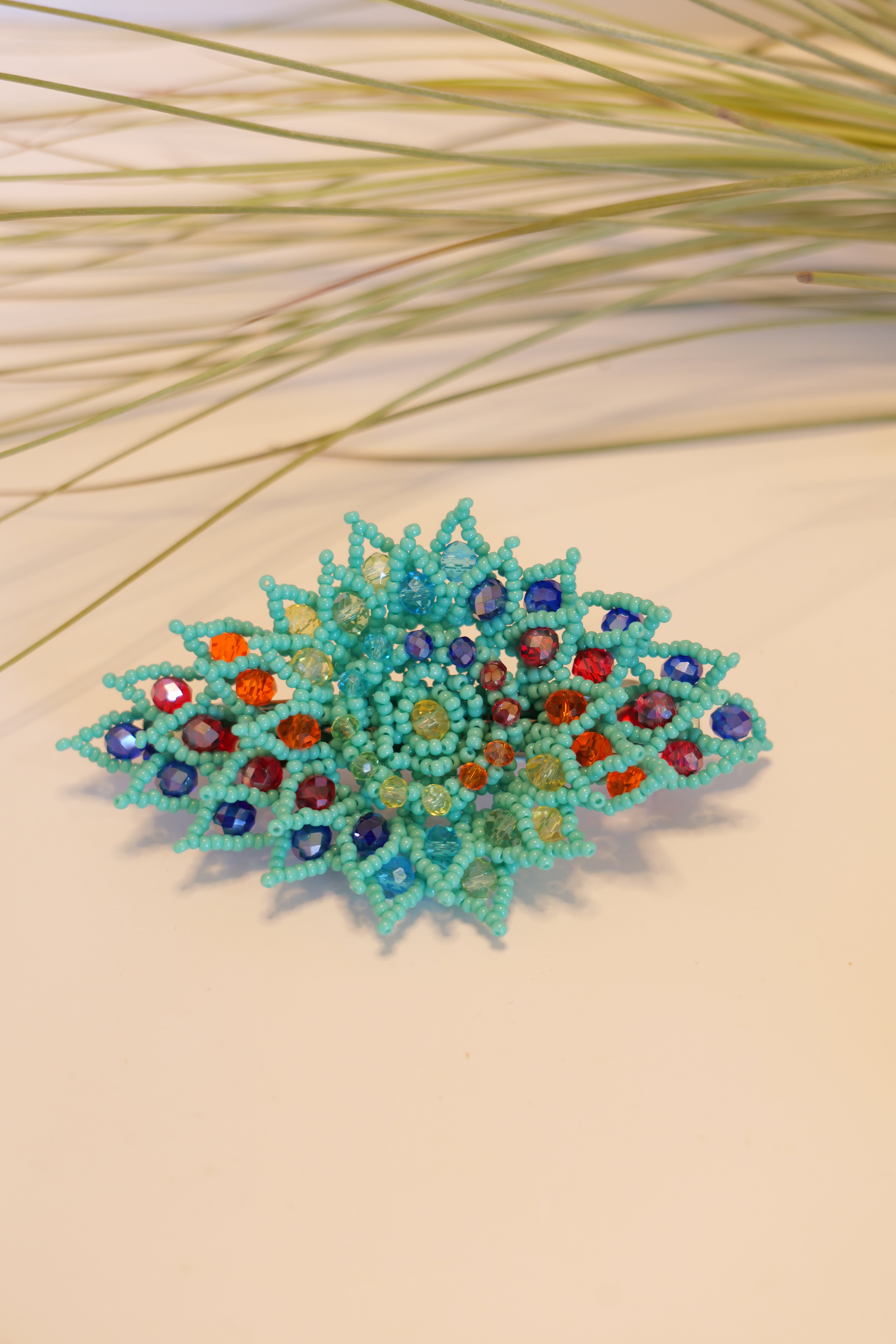 Hand beaded hair clip