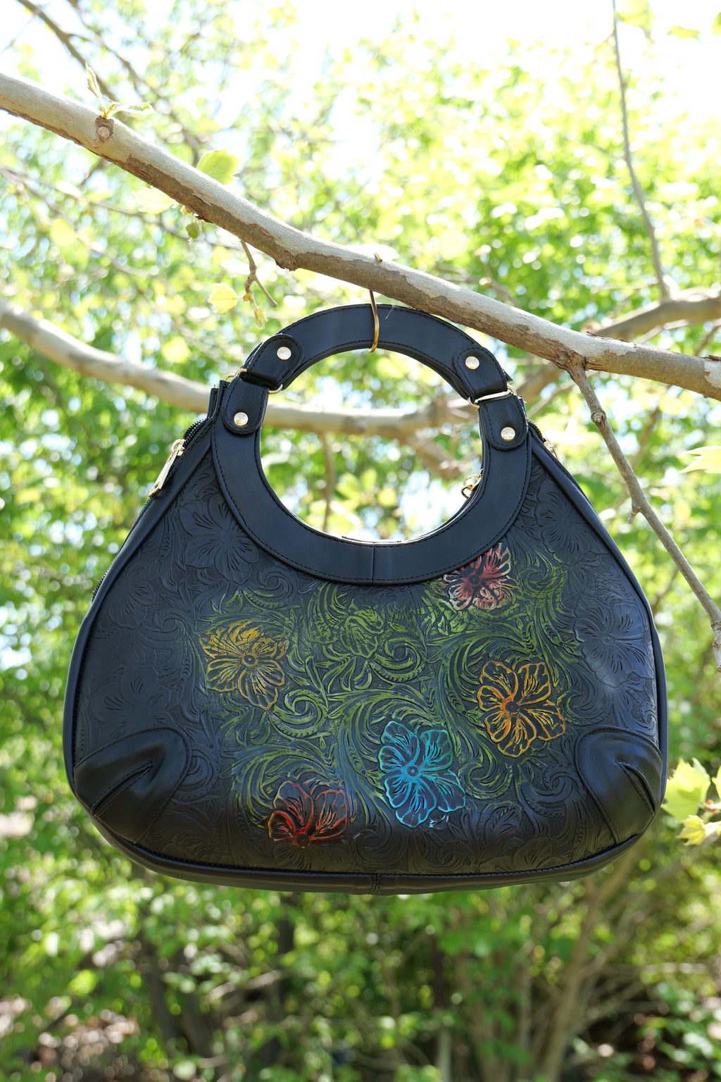 Handcrafted cowhide leather purse | hand embossed leather