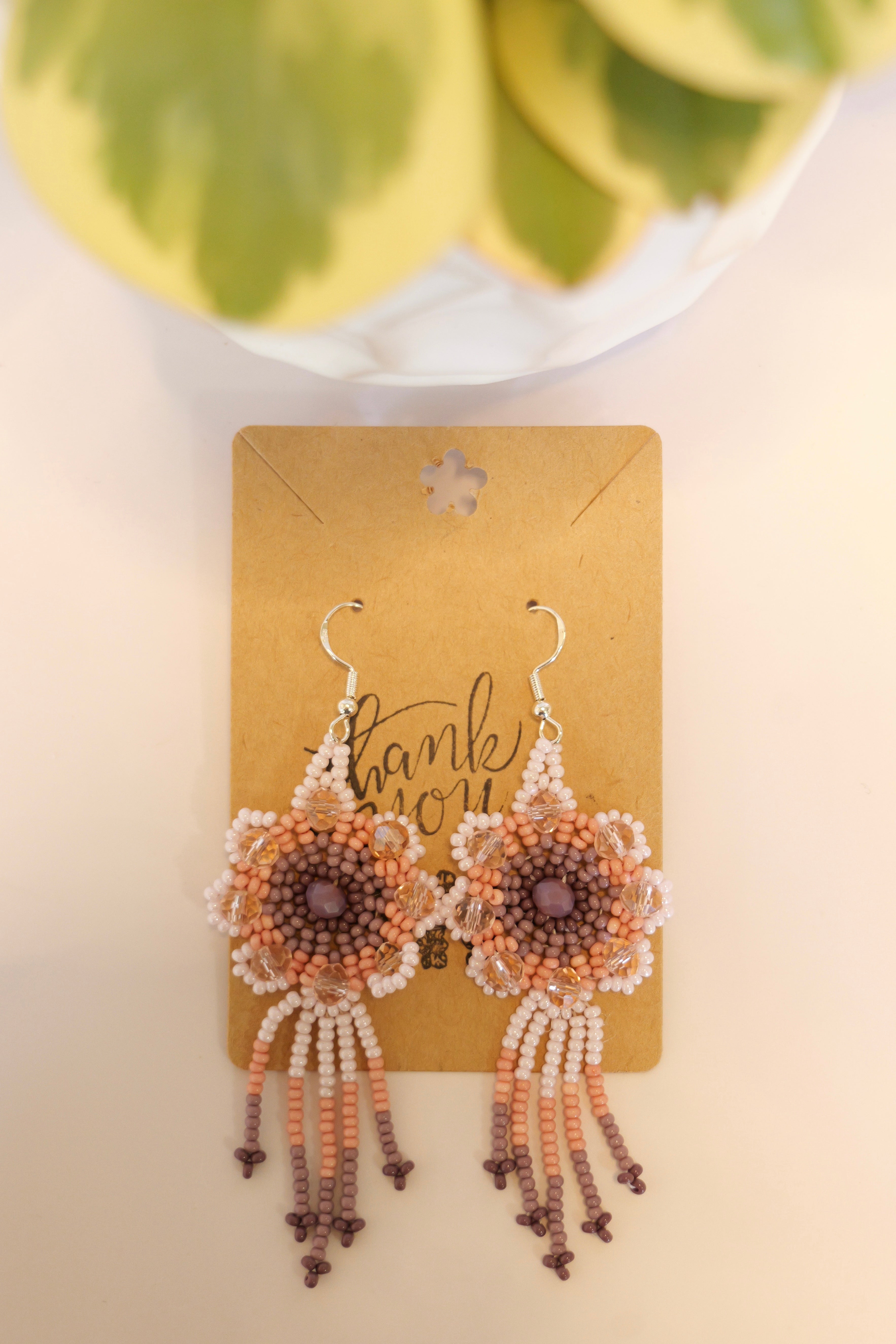 Hand beaded flower earrings | sterling silver hooks | Color options available