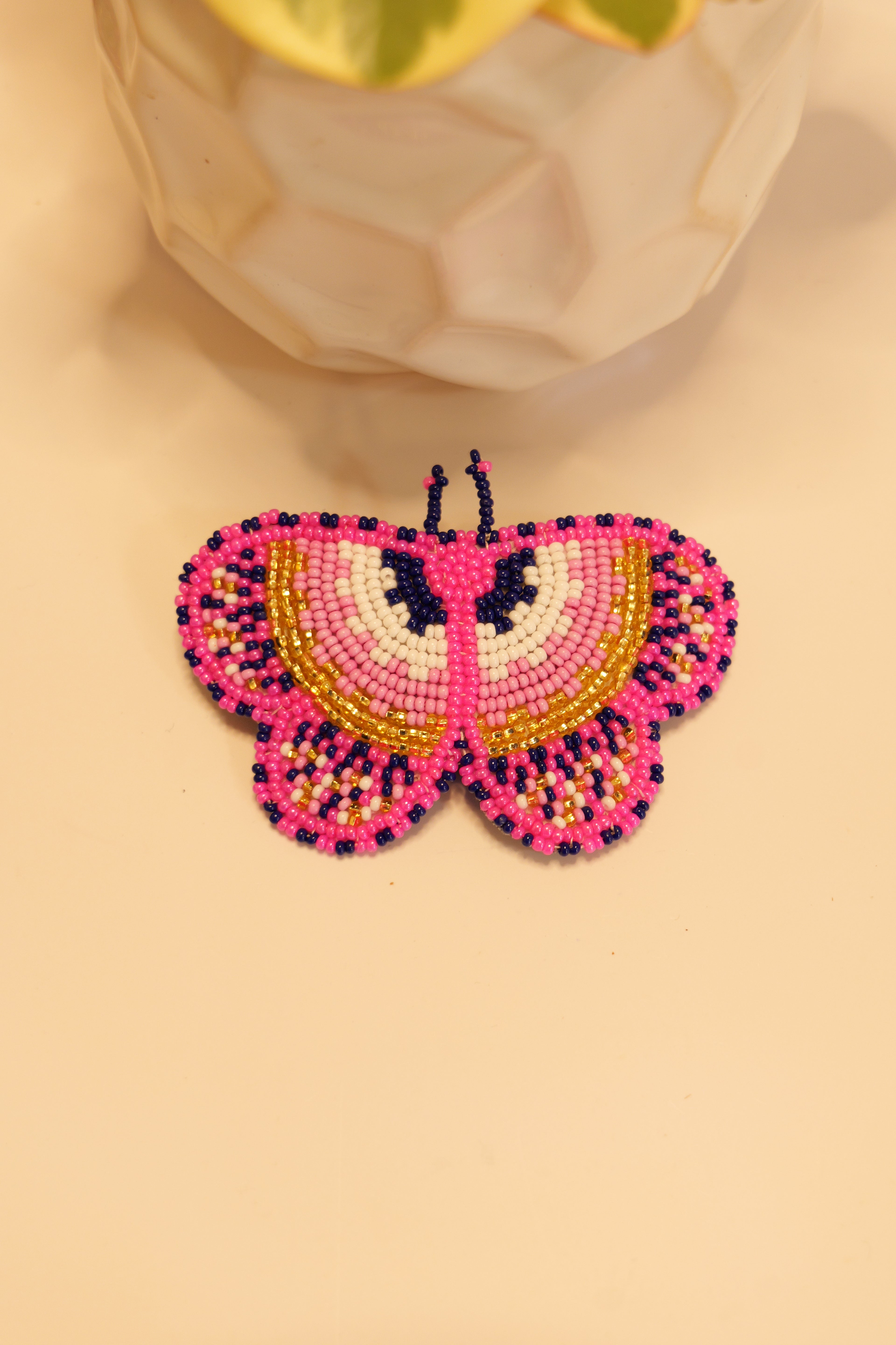 Handbeaded butterfly hair clip | leather backing