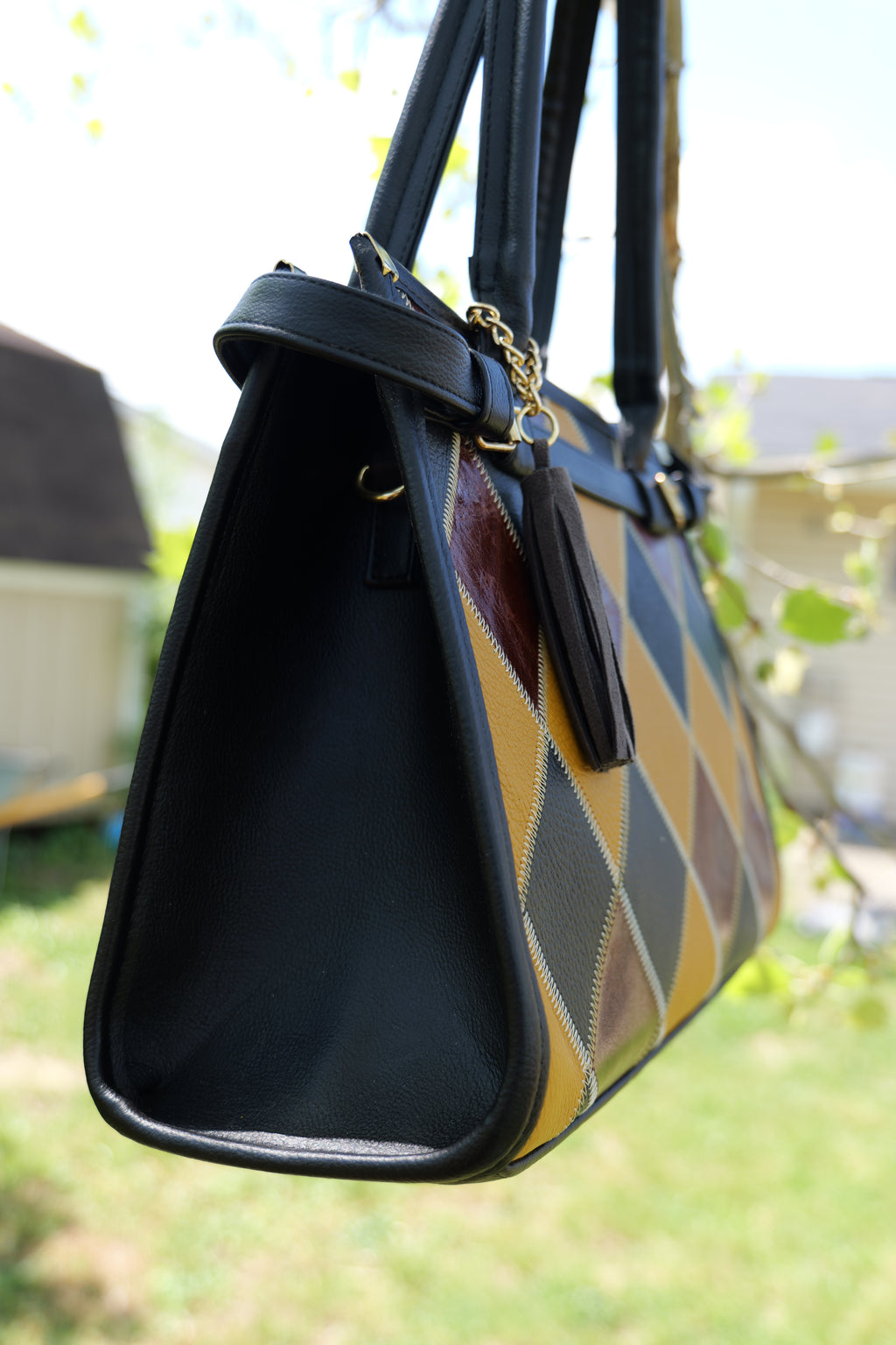 Handcrafted cowhide leather purse | handcrafted mosaic pattern leather