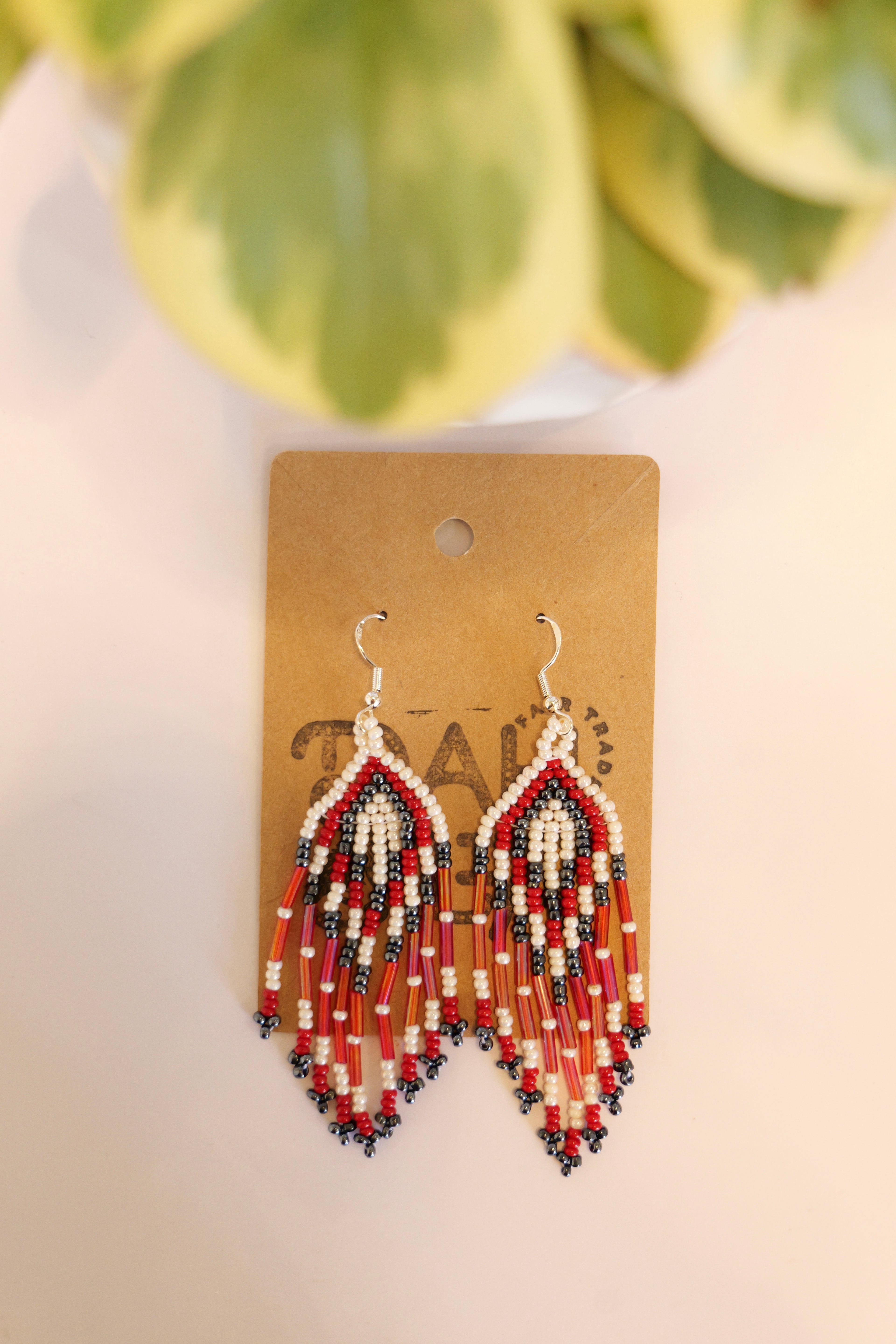 Hand beaded dangle earrings | sterling silver hooks | Color options available
