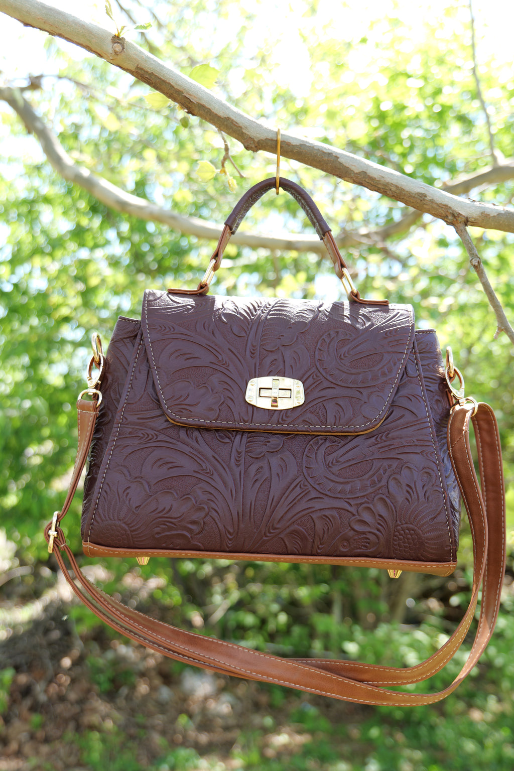Handcrafted cowhide leather purse | hand embossed leather