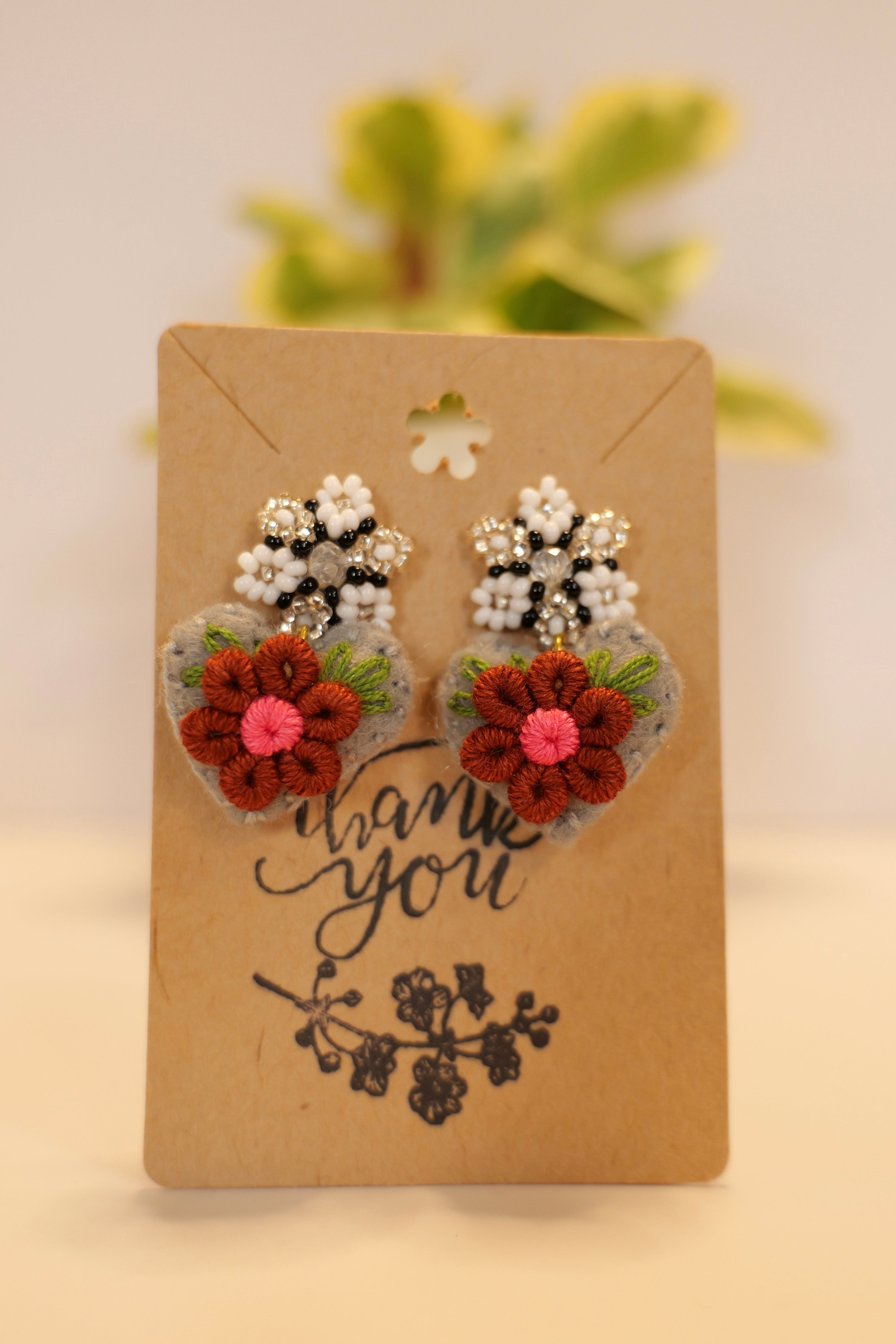 Hand beaded & hand embroidered earrings - Color options available
