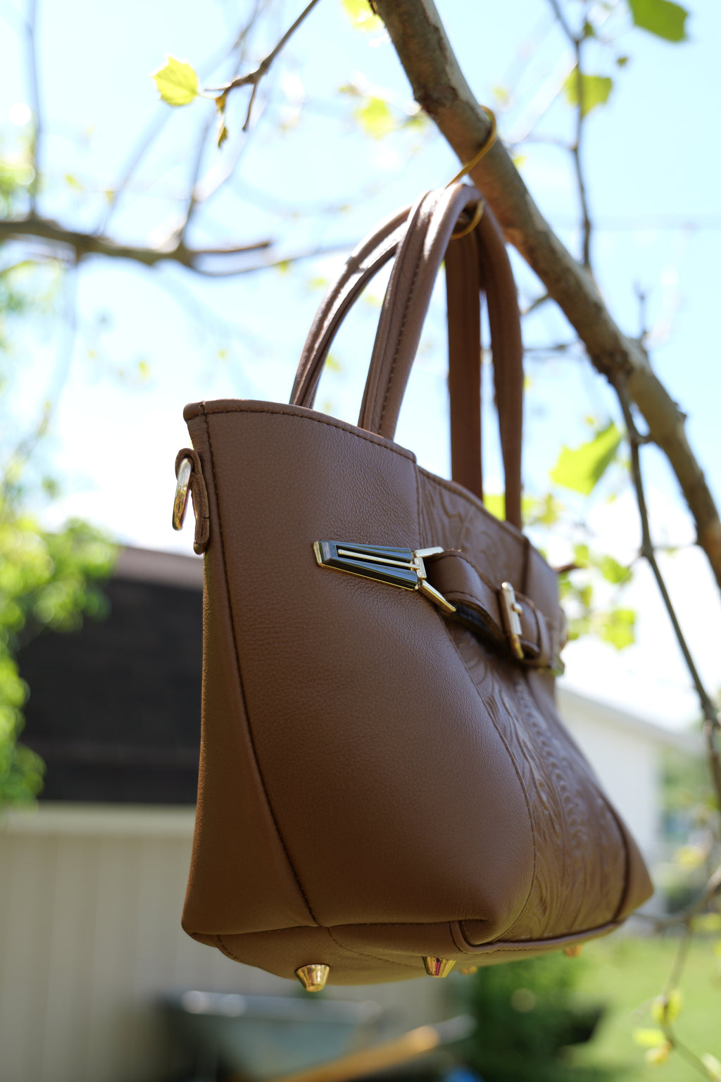 Handcrafted cowhide leather purse | hand embossed leather