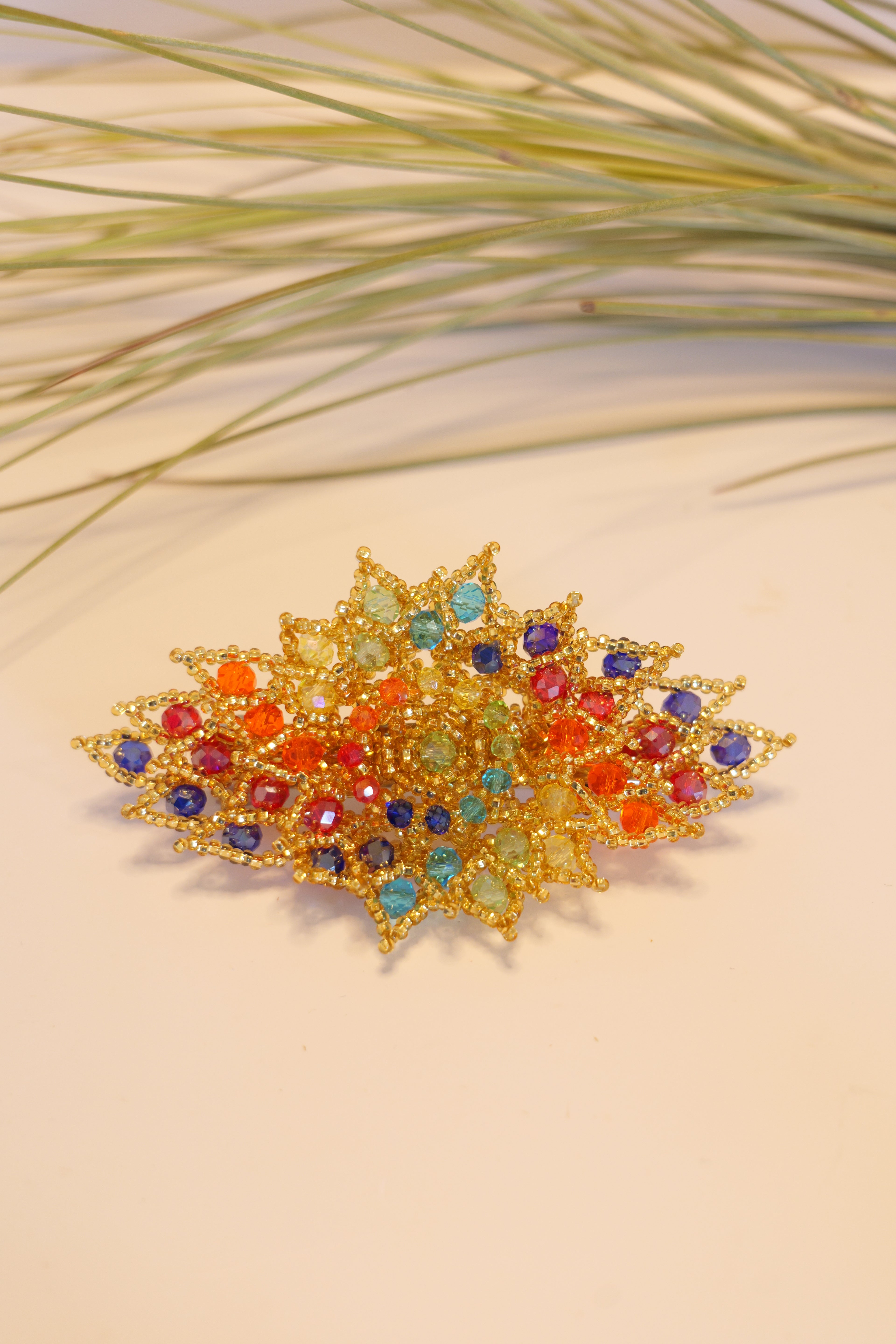 Hand beaded hair clip