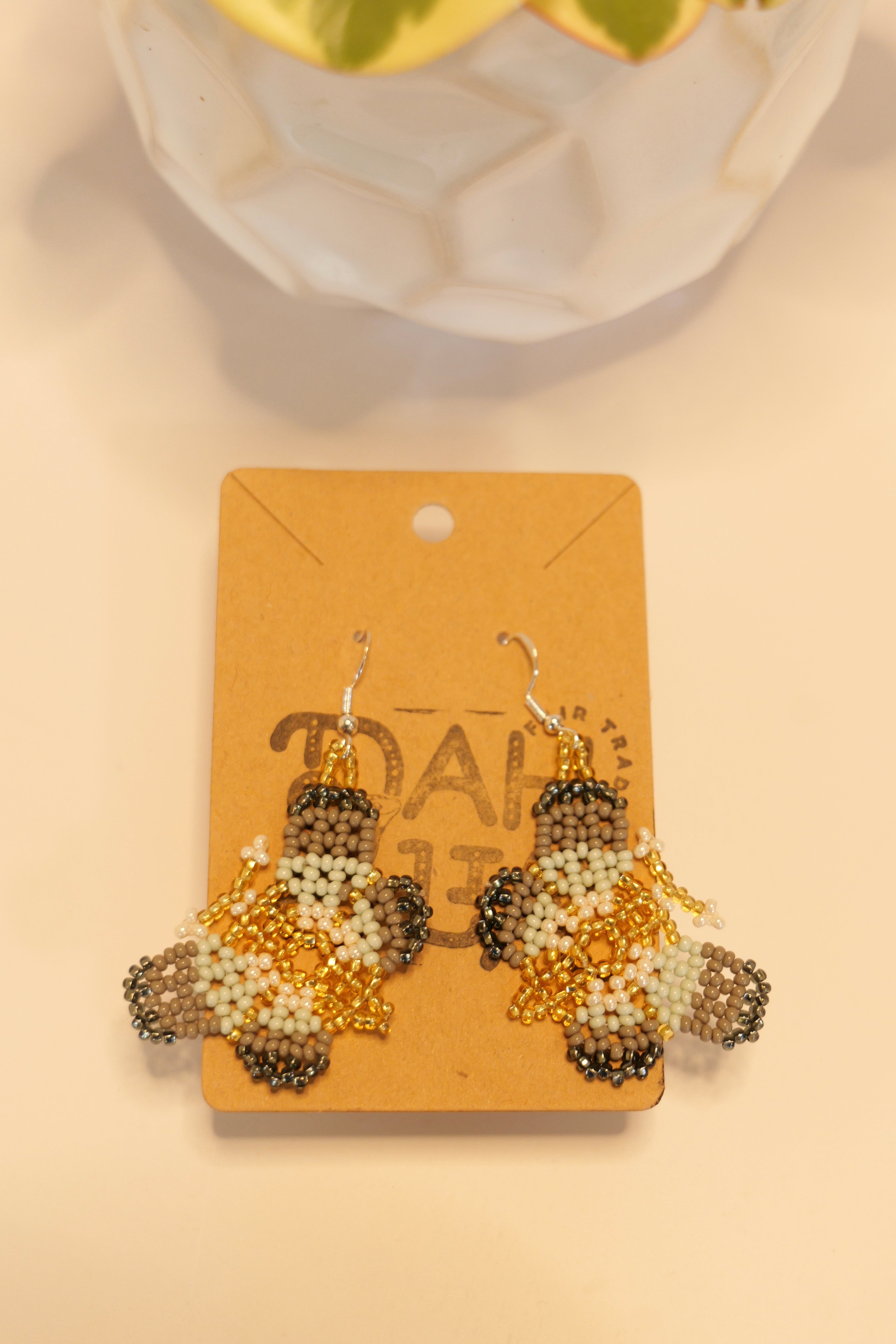 Hand beaded butterfly earrings | sterling silver hooks | Color options available