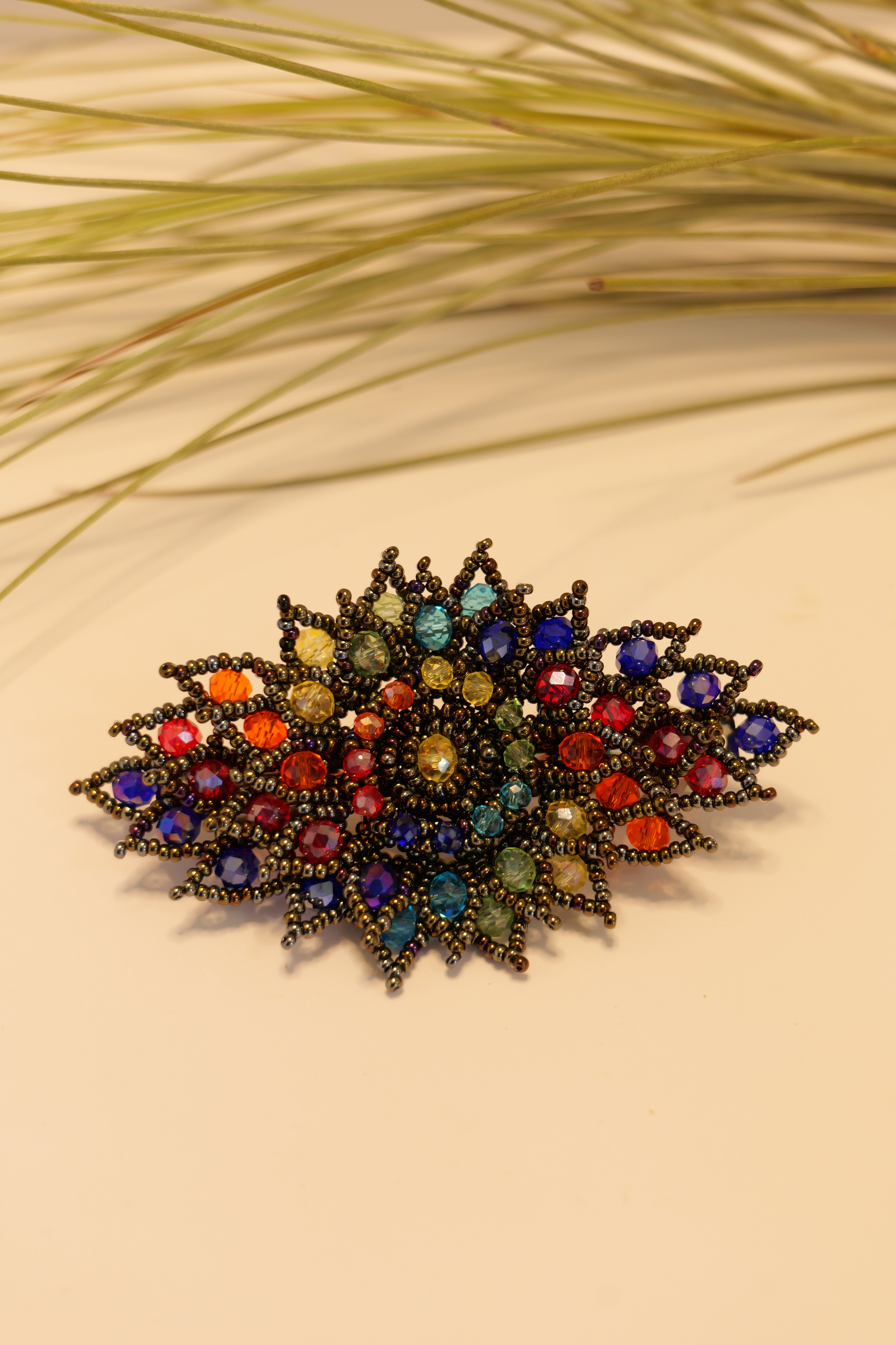 Hand beaded hair clip
