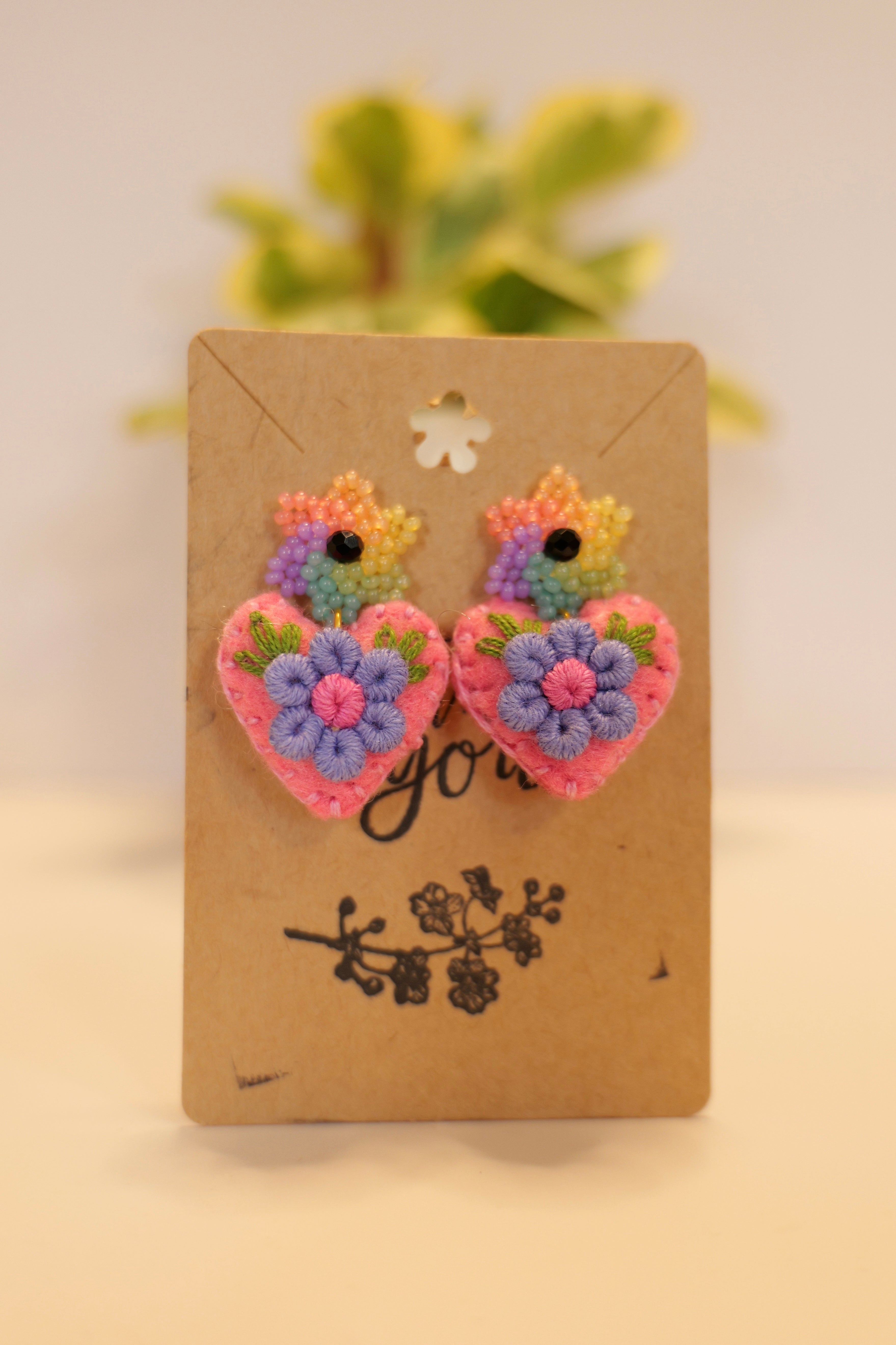 Hand beaded & hand embroidered earrings - Color options available
