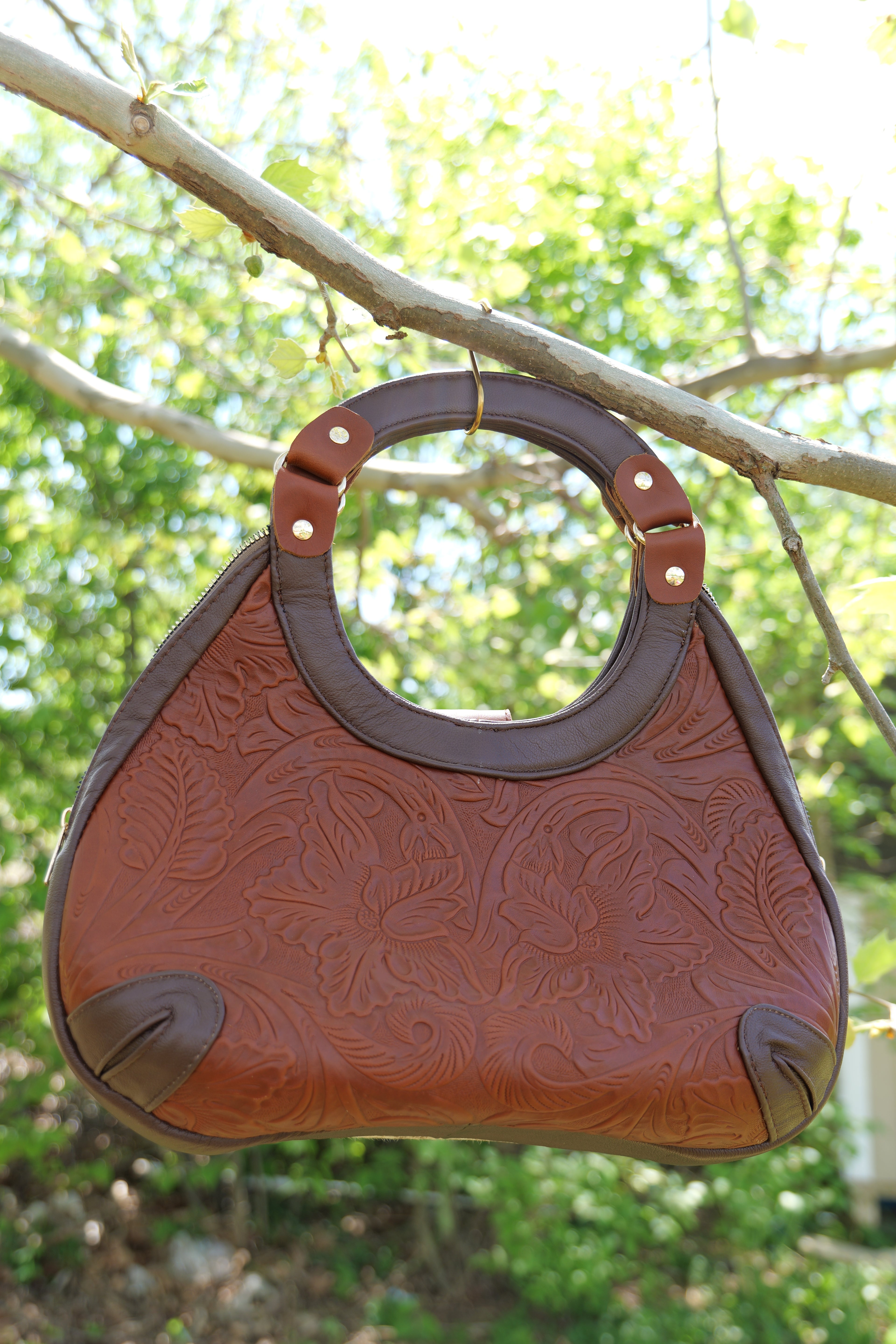 Handcrafted cowhide leather purse | hand embossed leather