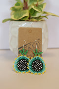 Hand beaded flower earrings | sterling silver hooks | Color options available