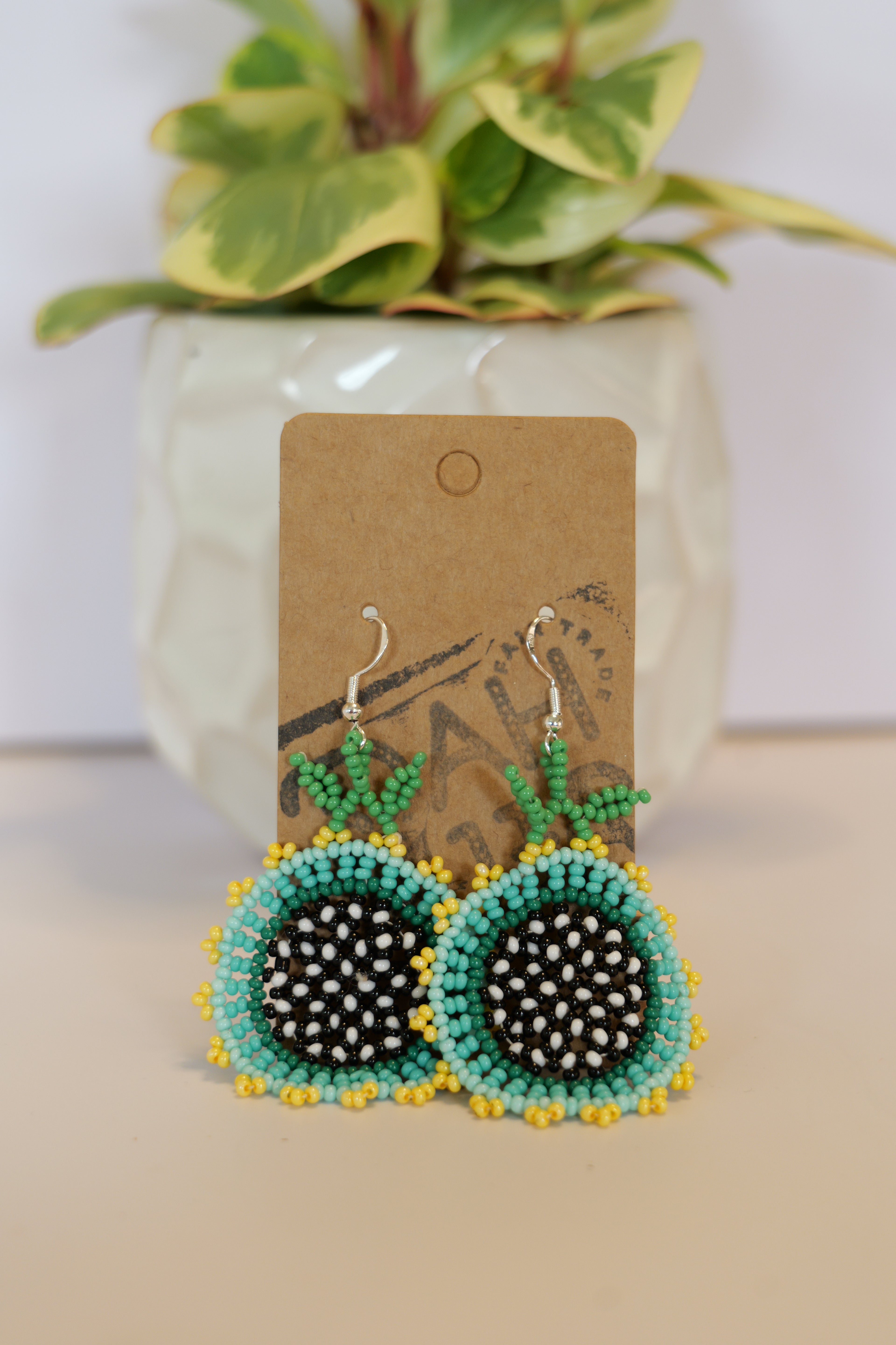 Hand beaded flower earrings | sterling silver hooks | Color options available