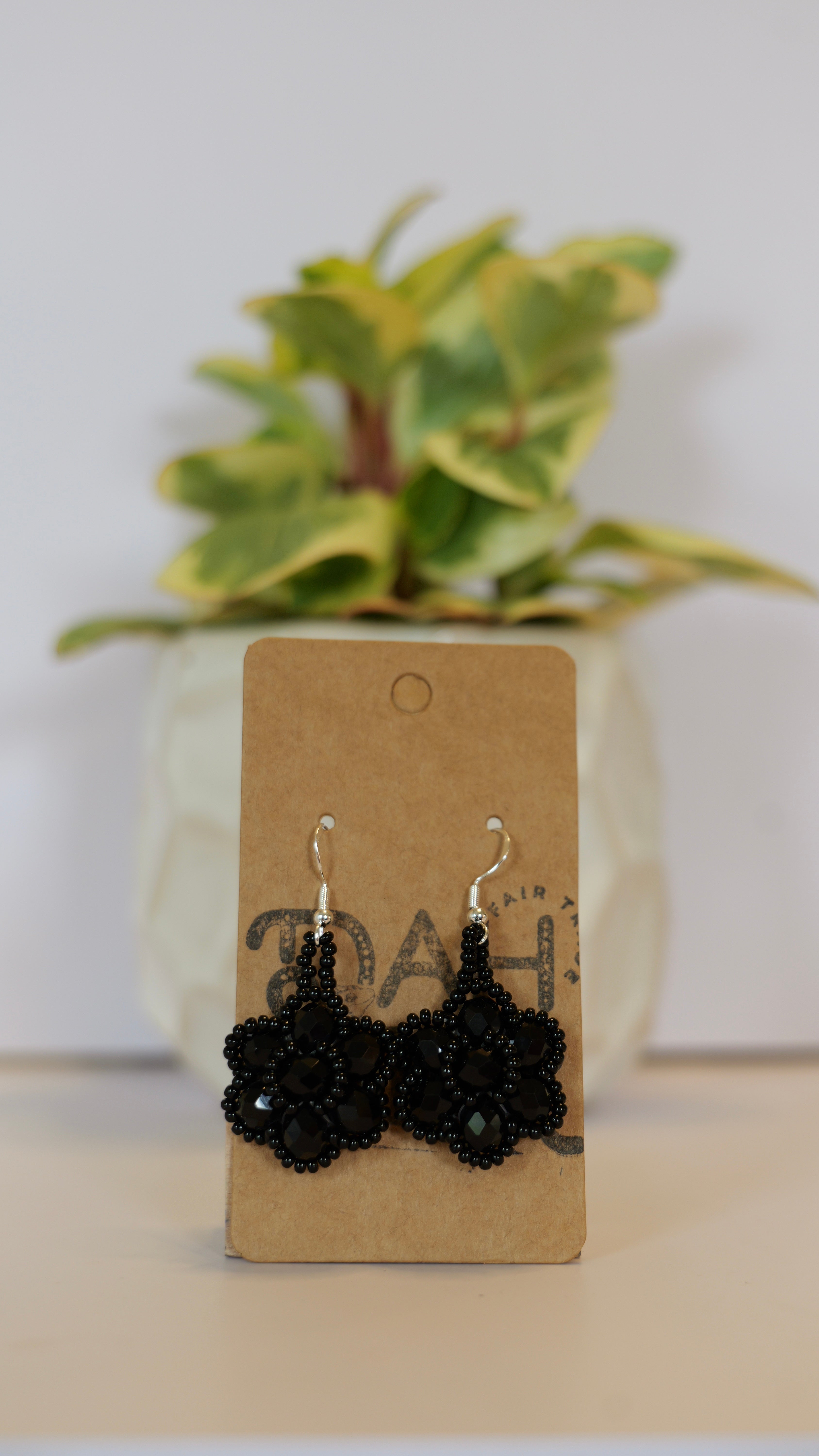 Hand beaded flower earrings | sterling silver hooks | Color options available