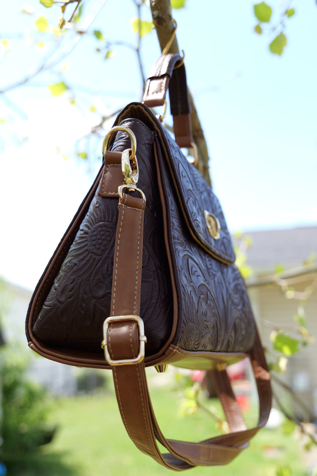 Handcrafted cowhide leather purse | hand embossed leather