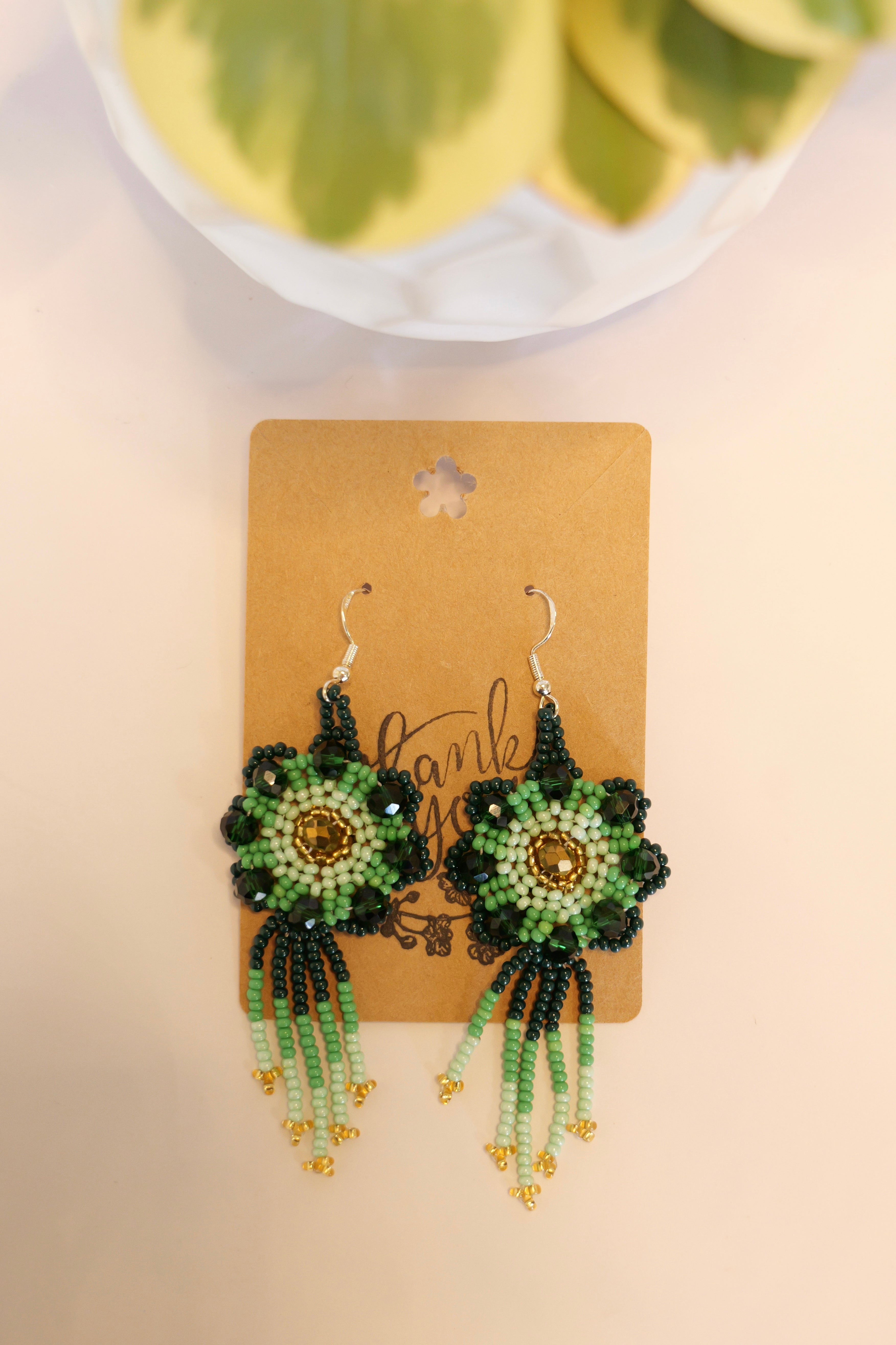 Hand beaded flower earrings | sterling silver hooks | Color options available
