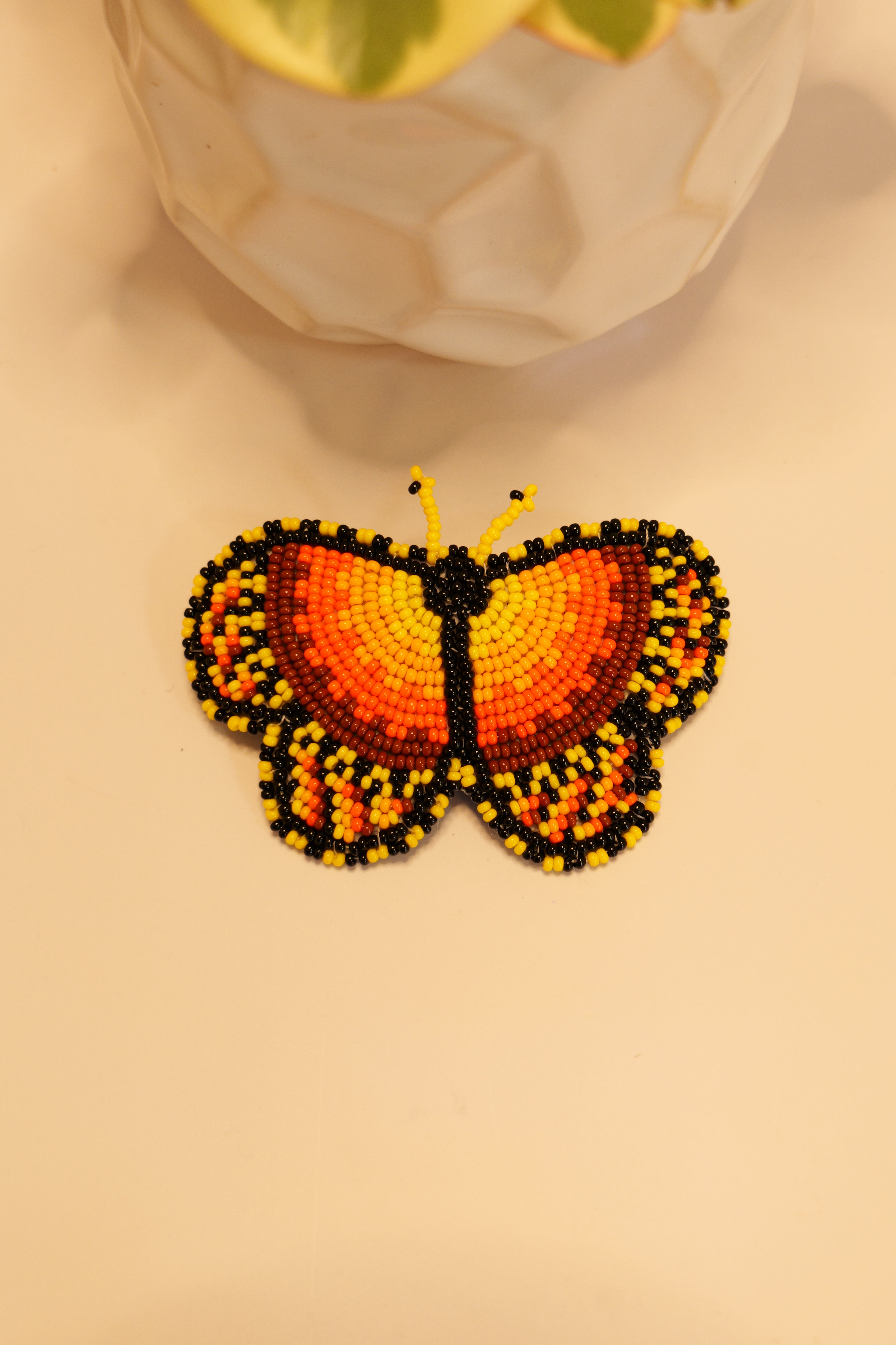 Handbeaded butterfly hair clip | leather backing