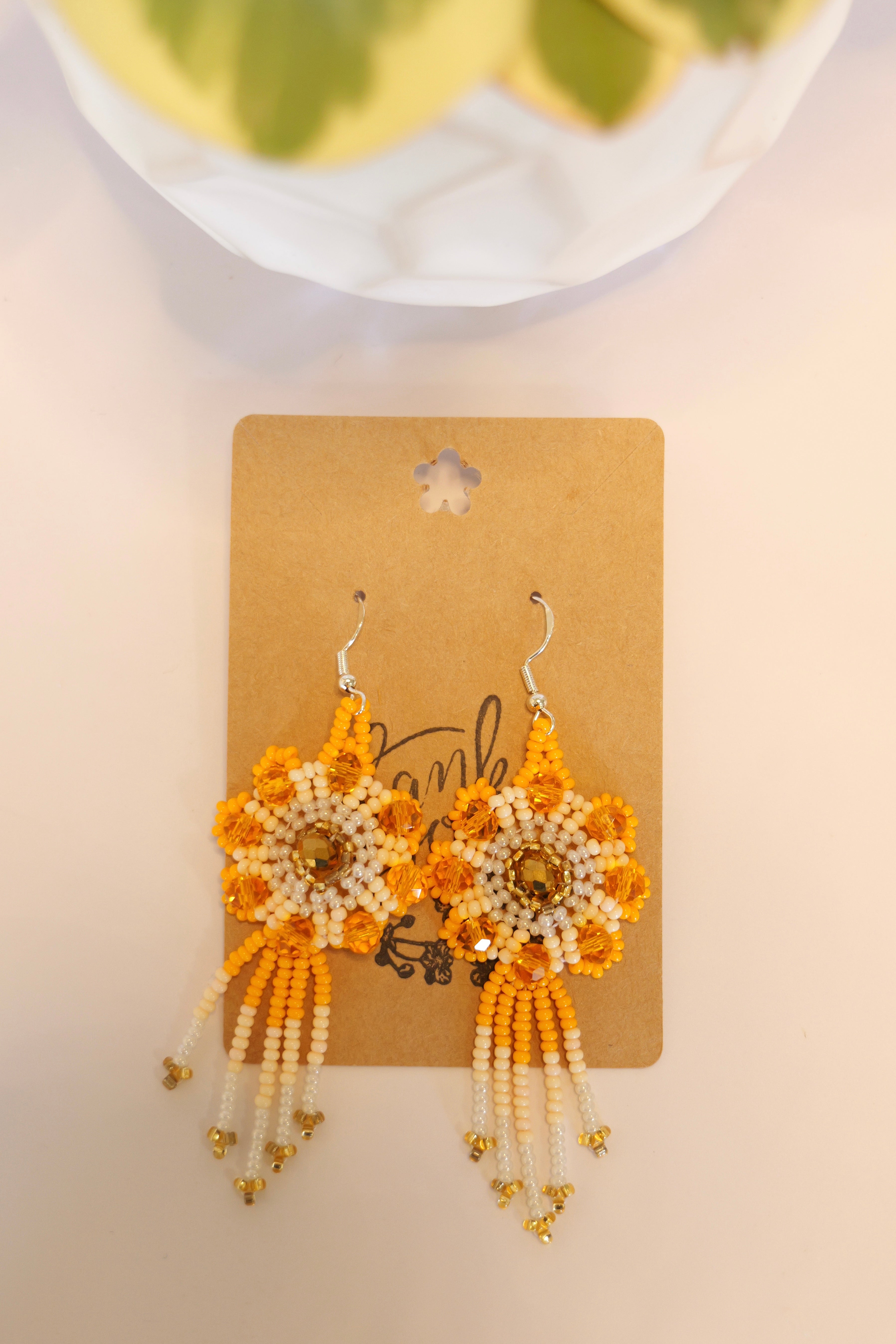 Hand beaded flower earrings | sterling silver hooks | Color options available