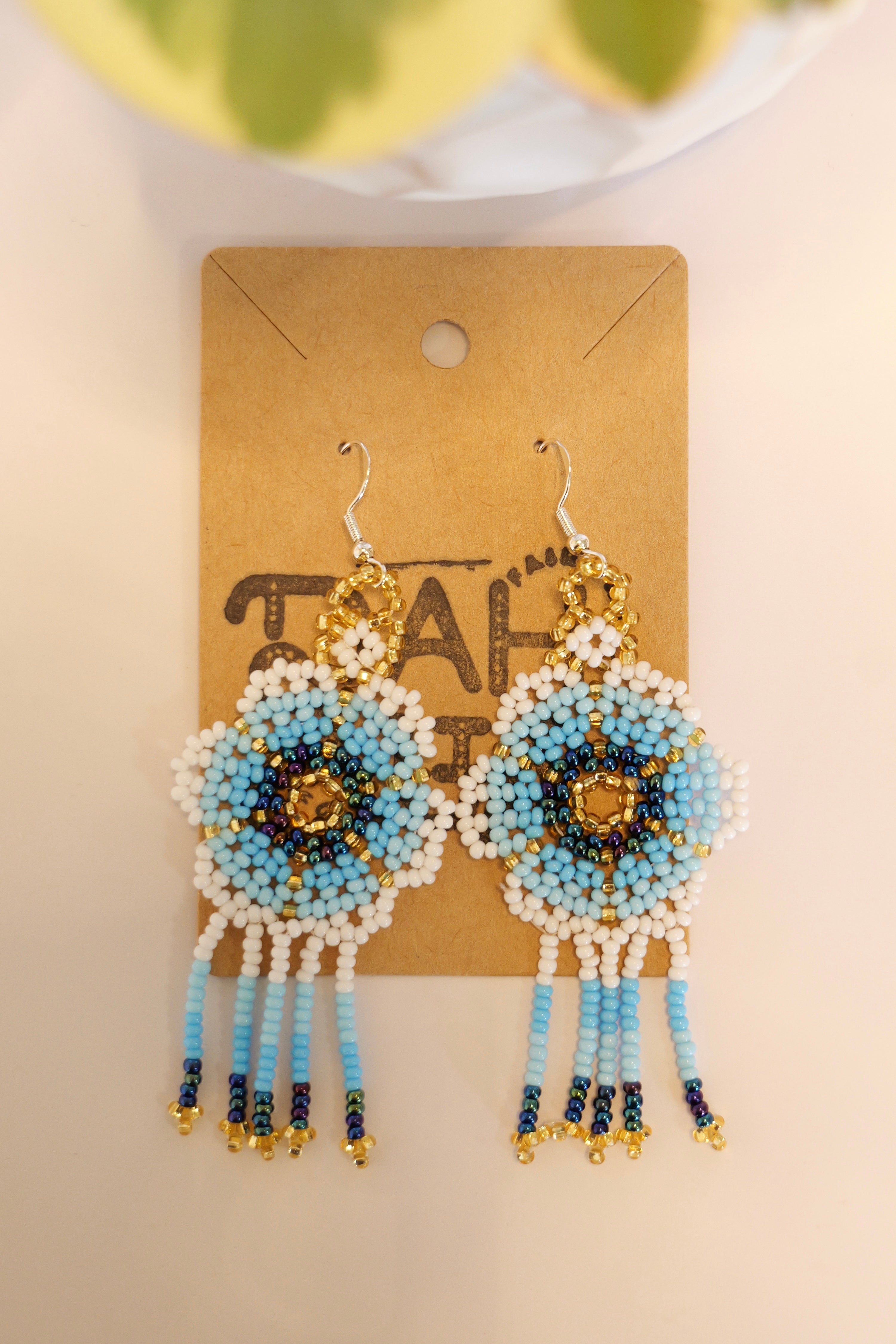 Hand beaded flower earrings | sterling silver hooks | Color options available