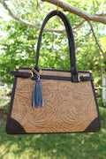 Handcrafted cowhide leather purse | handcrafted floral pattern leather