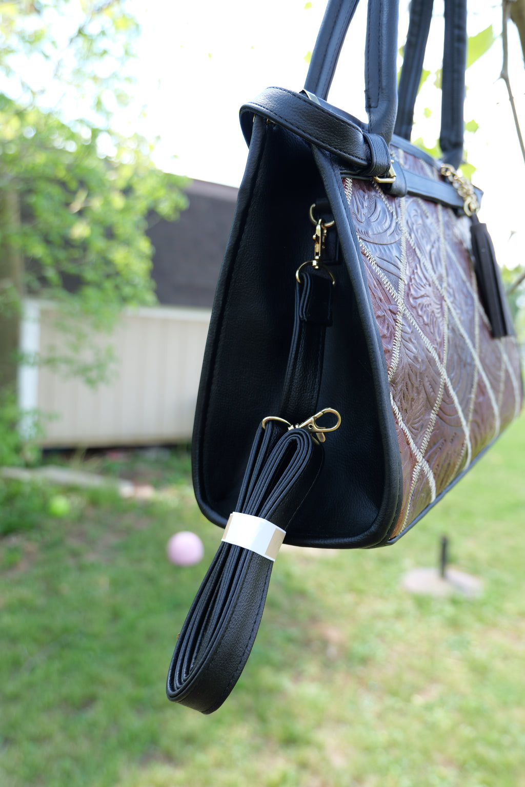 Handcrafted cowhide leather purse | handcrafted mosaic pattern leather