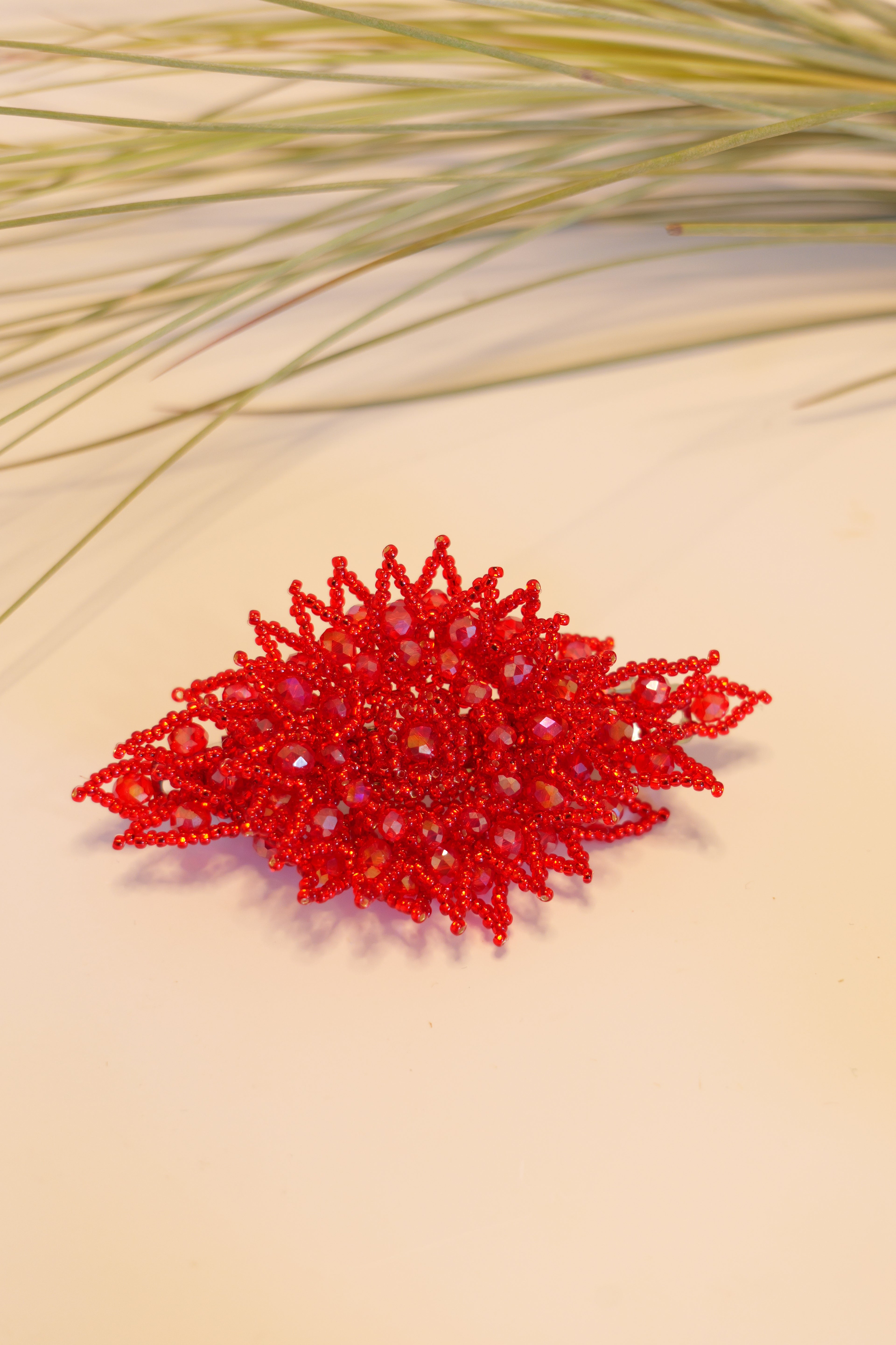 Hand beaded hair clip