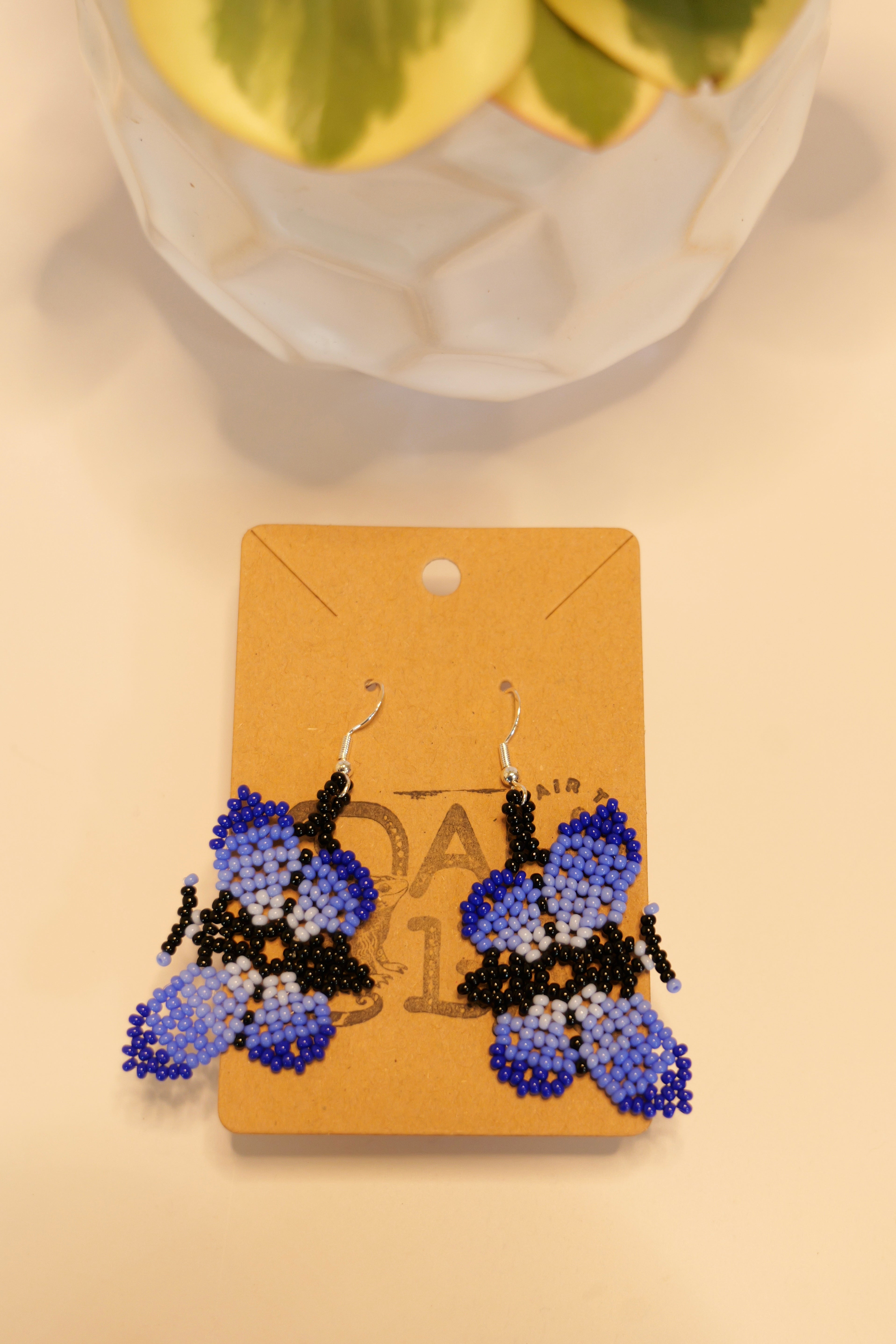 Hand beaded butterfly earrings | sterling silver hooks | Color options available