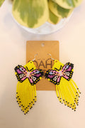 Hand beaded butterfly earrings | sterling silver hooks | Color options available
