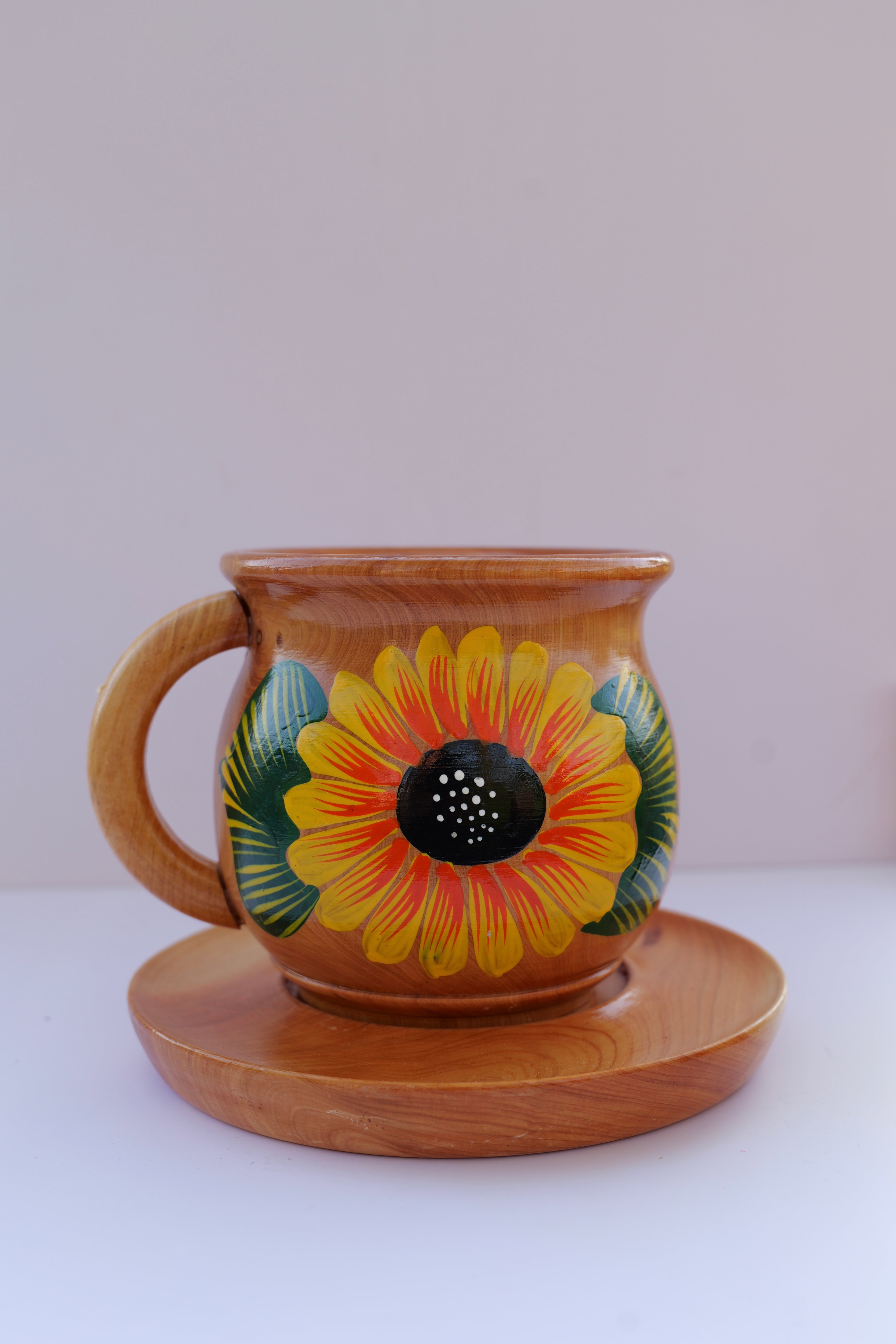 Tea cup with saucer | sunflower hand painted