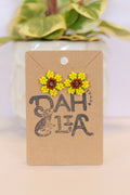 Hand beaded sunflower stud earrings