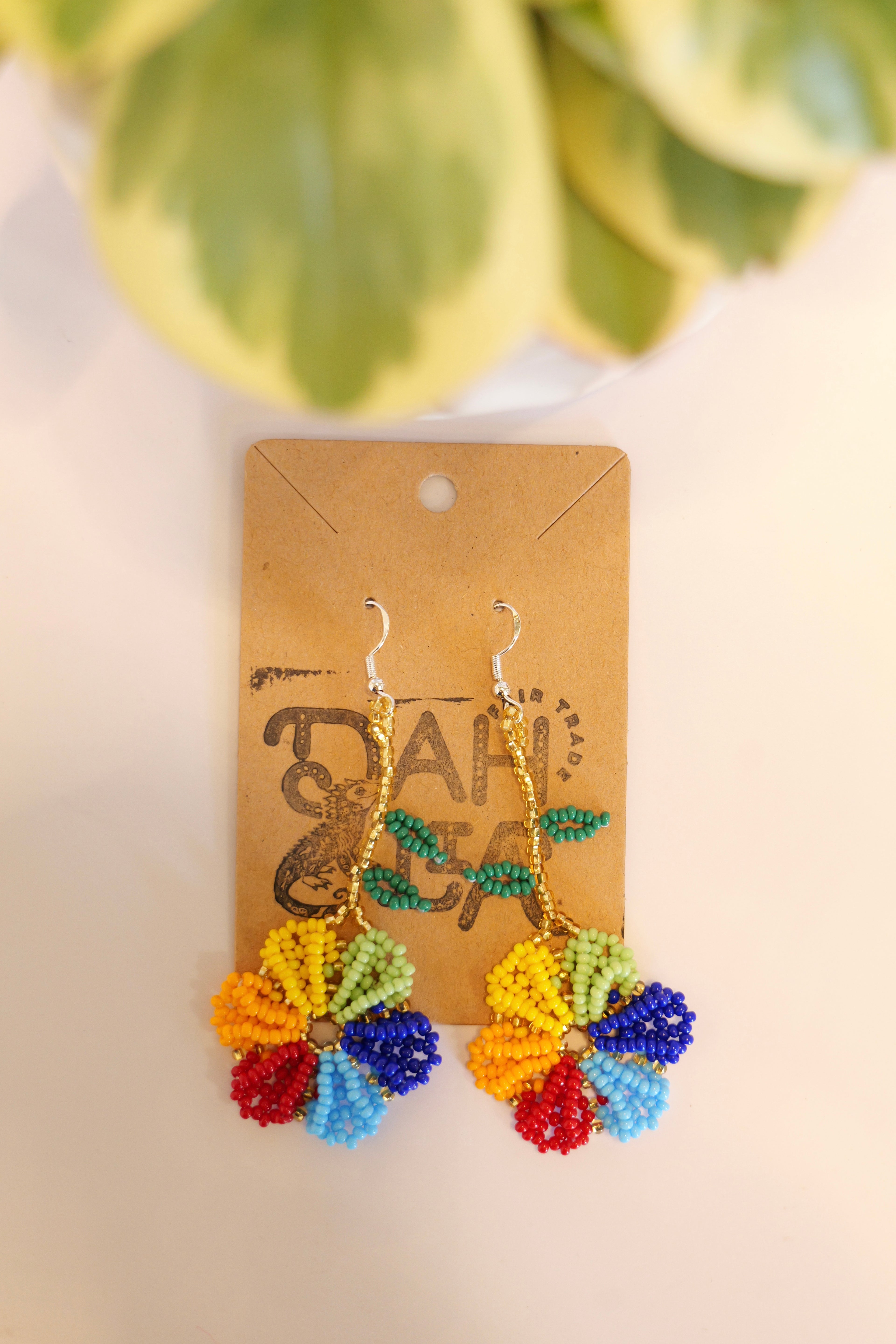 Hand beaded flower earrings | sterling silver hooks | Color options available