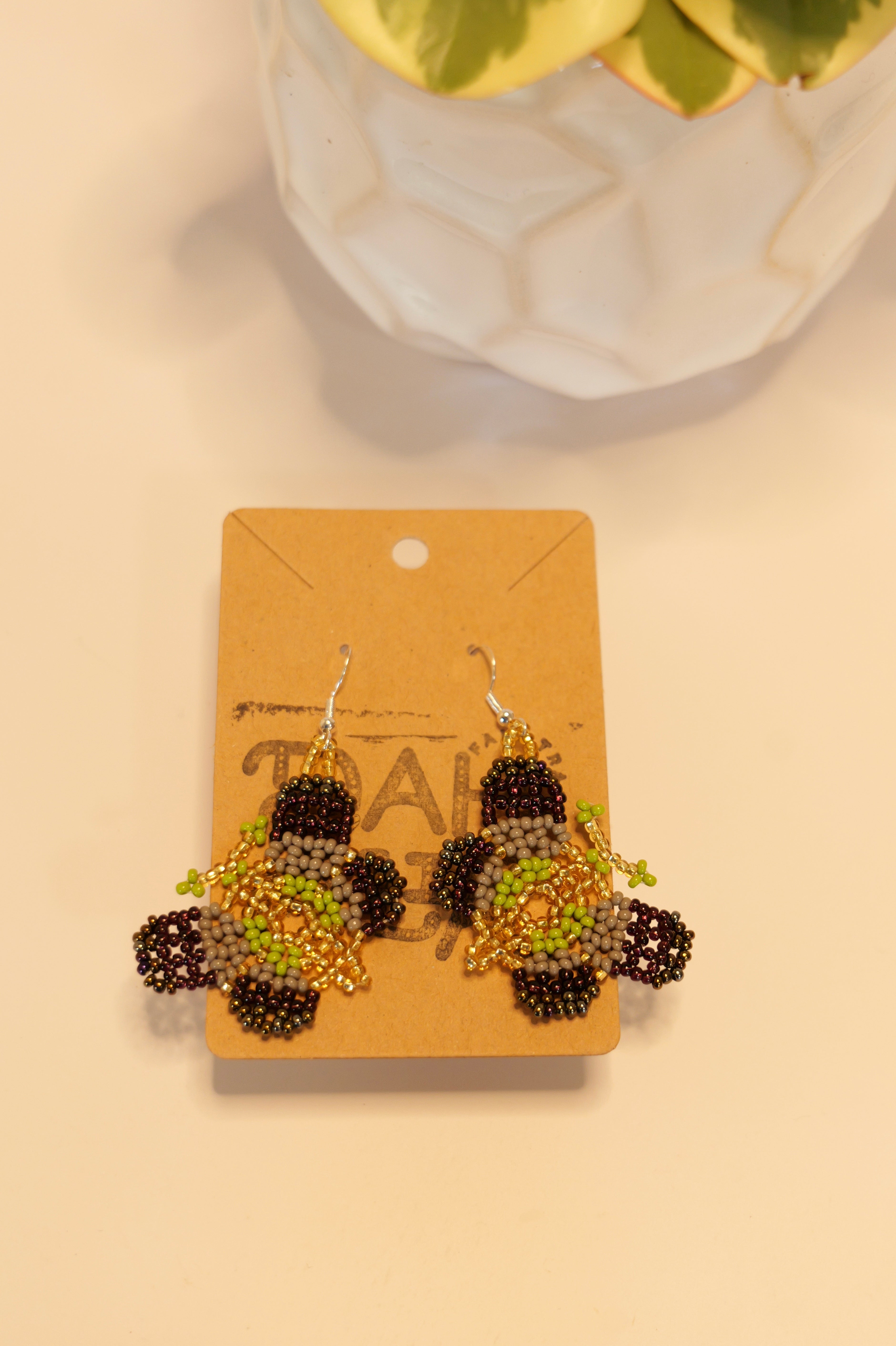 Hand beaded butterfly earrings | sterling silver hooks | Color options available
