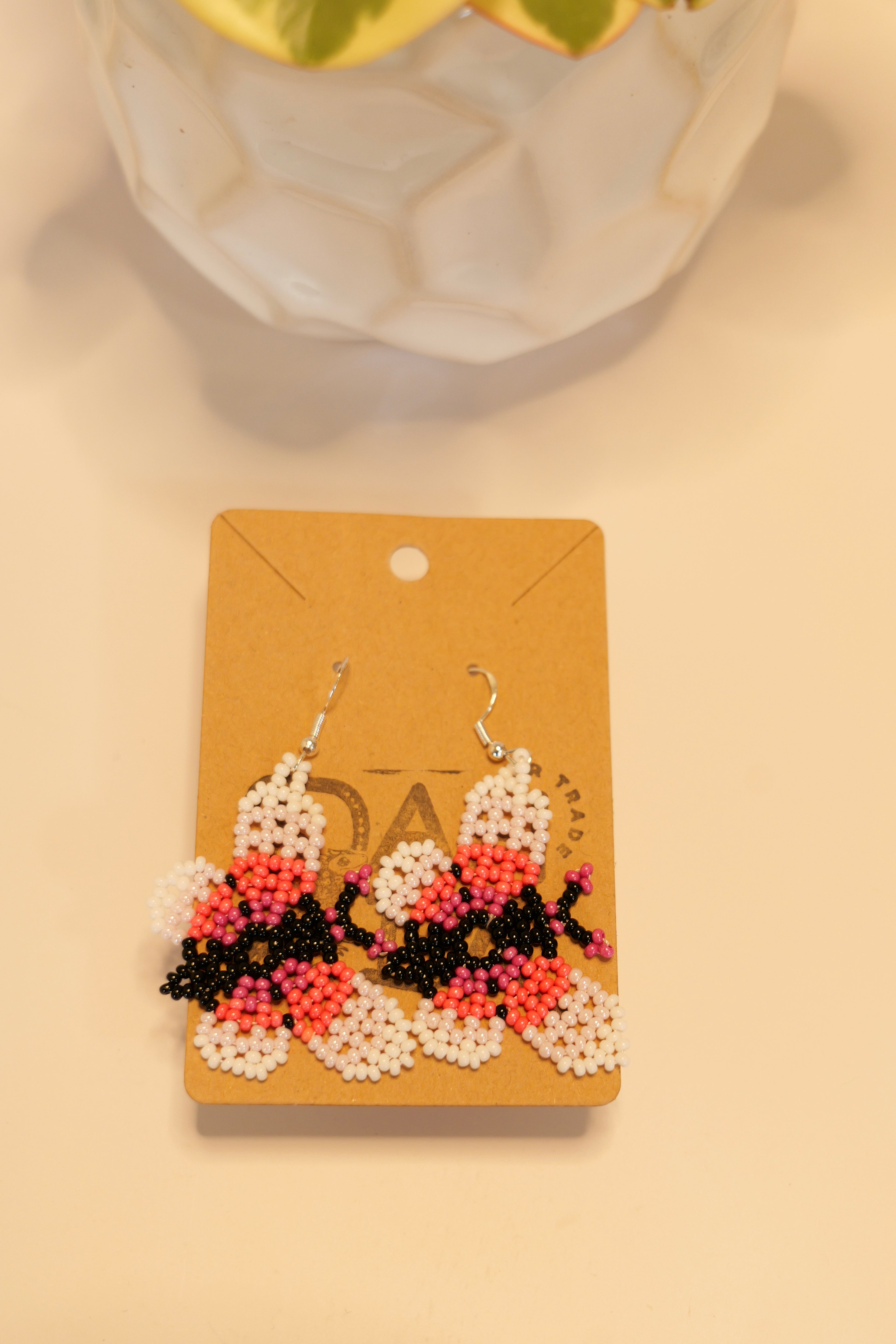 Hand beaded butterfly earrings | sterling silver hooks | Color options available